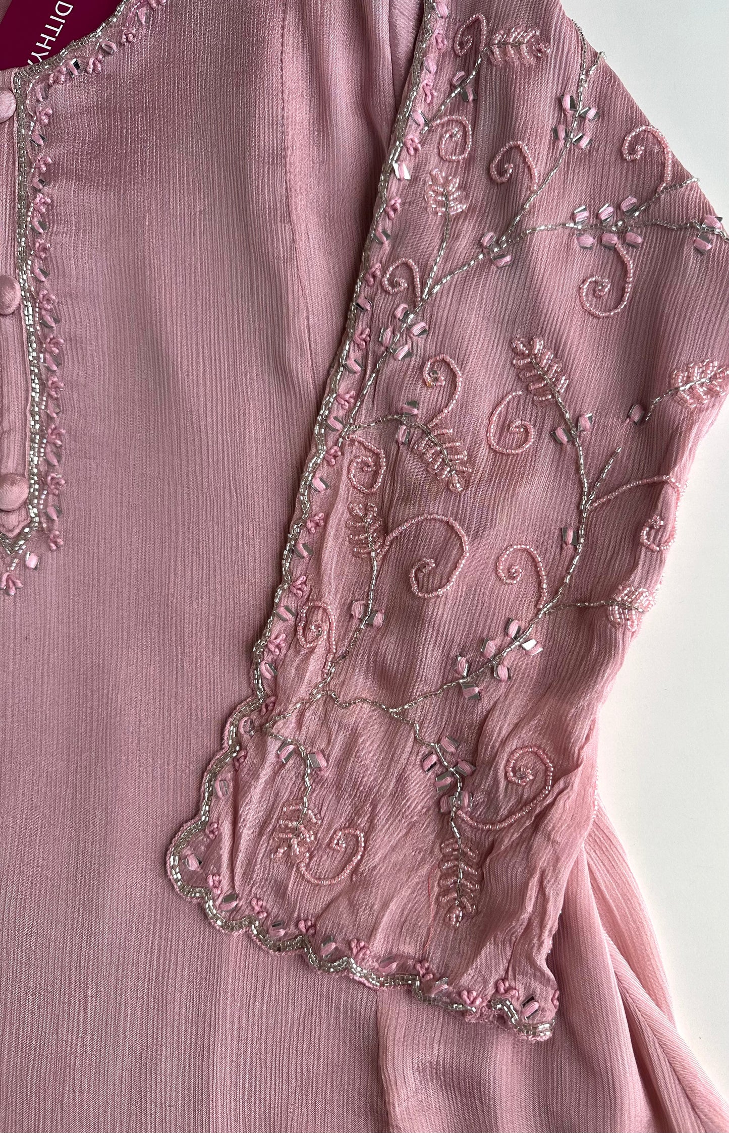 K415 - Pure chinnon handwork Anarkali with pants and dupatta