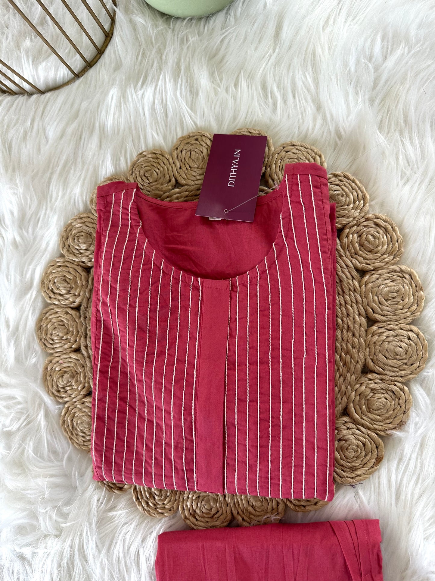 K296 - Cotton embroidered Kurti with pants