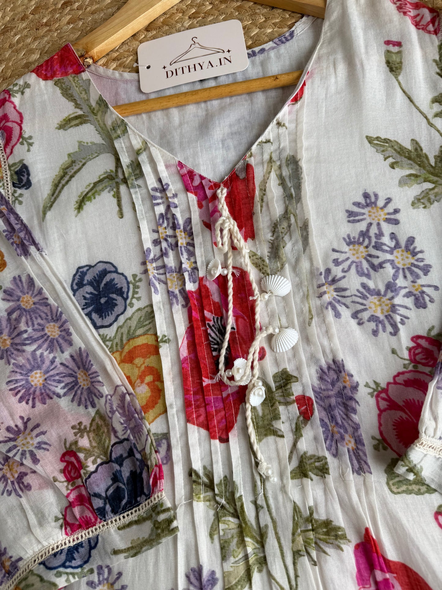 K455 - Mul cotton printed Aline Kurti with pants