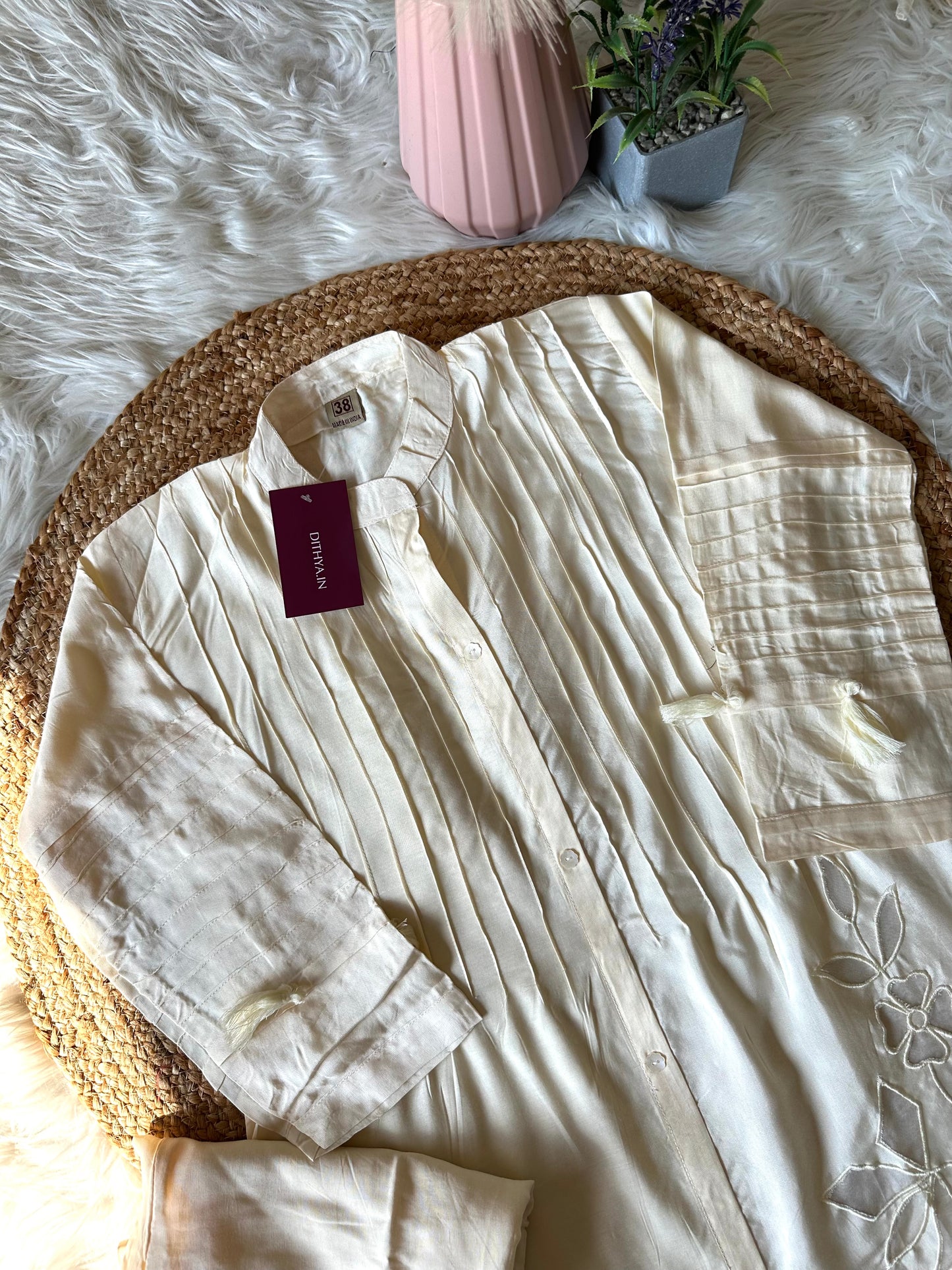 K245 - Muslin cotton appliqué work coord set