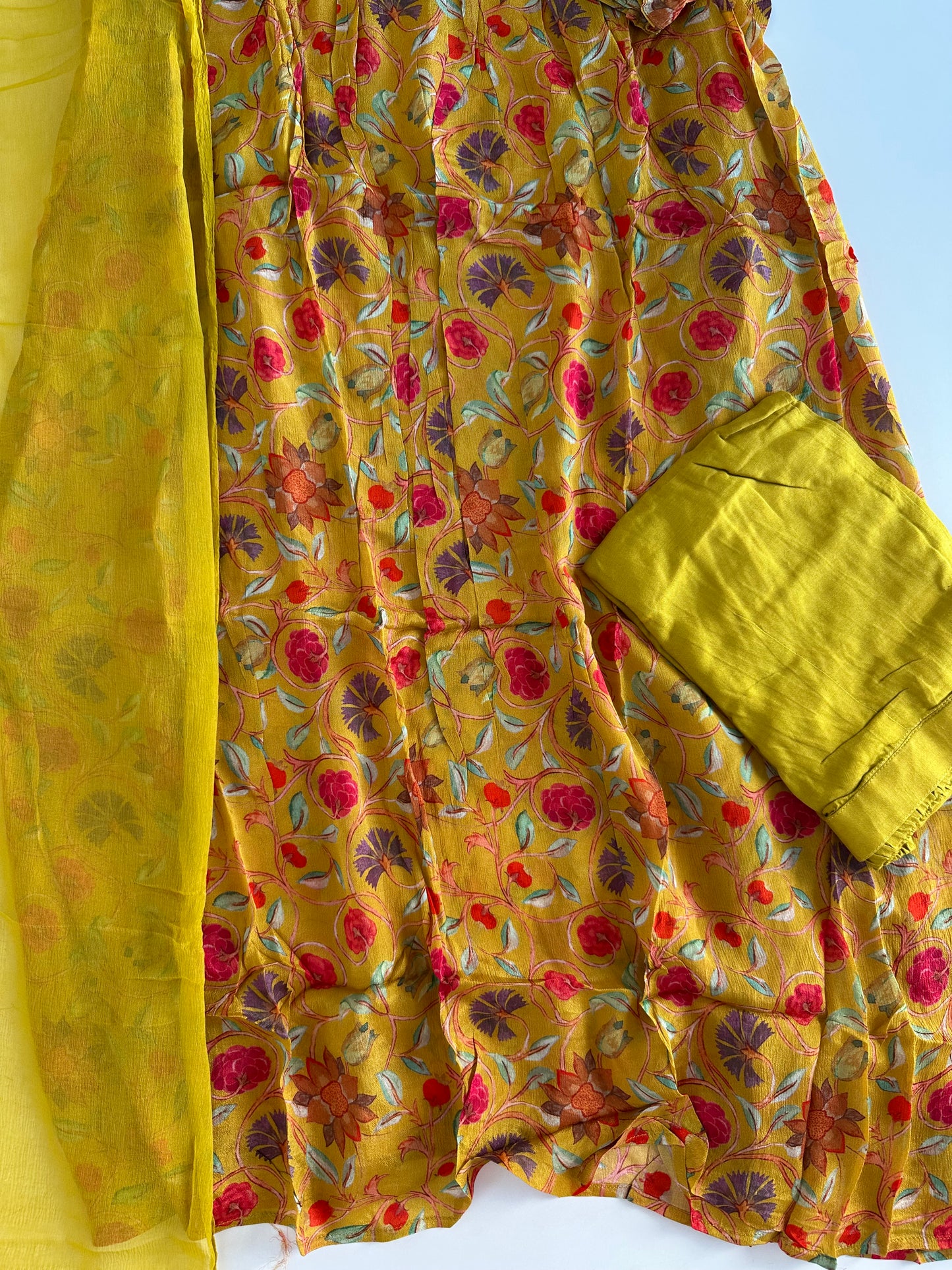 D370 - Chinnon Alia cut Anarkali with pants and dupatta