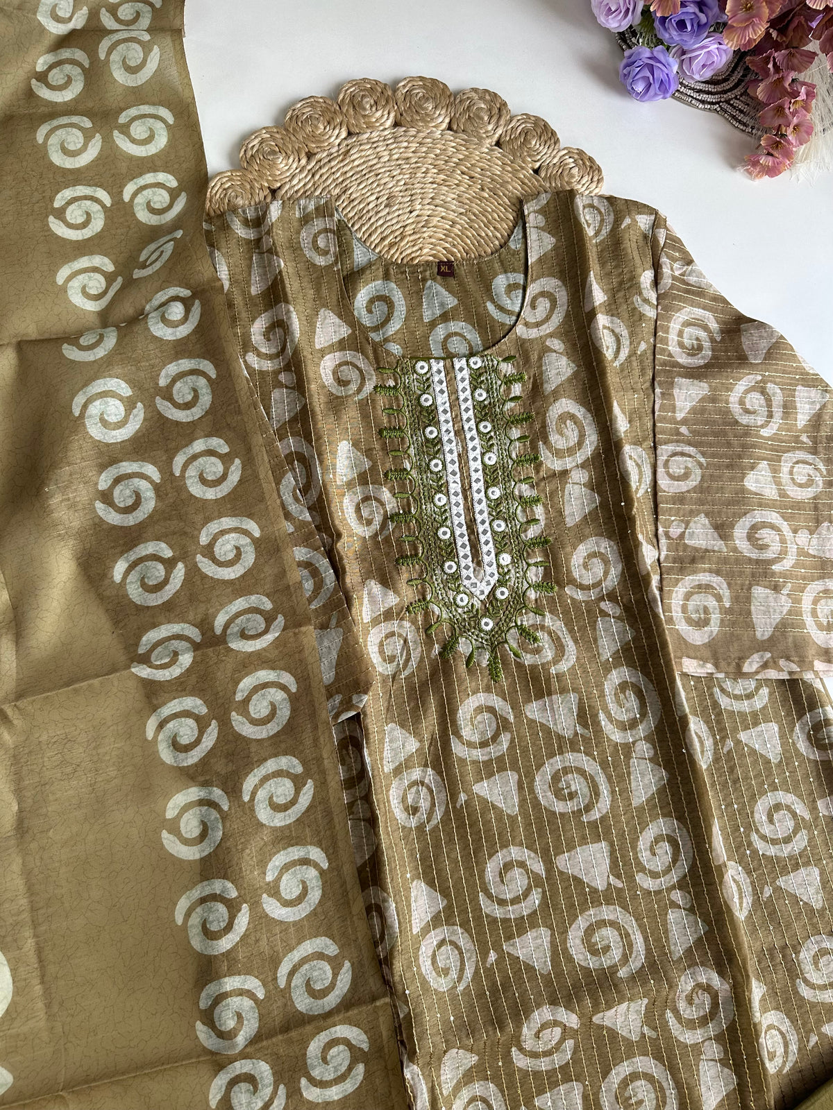 D430 - Roman silk straight Kurti with pants and dupatta