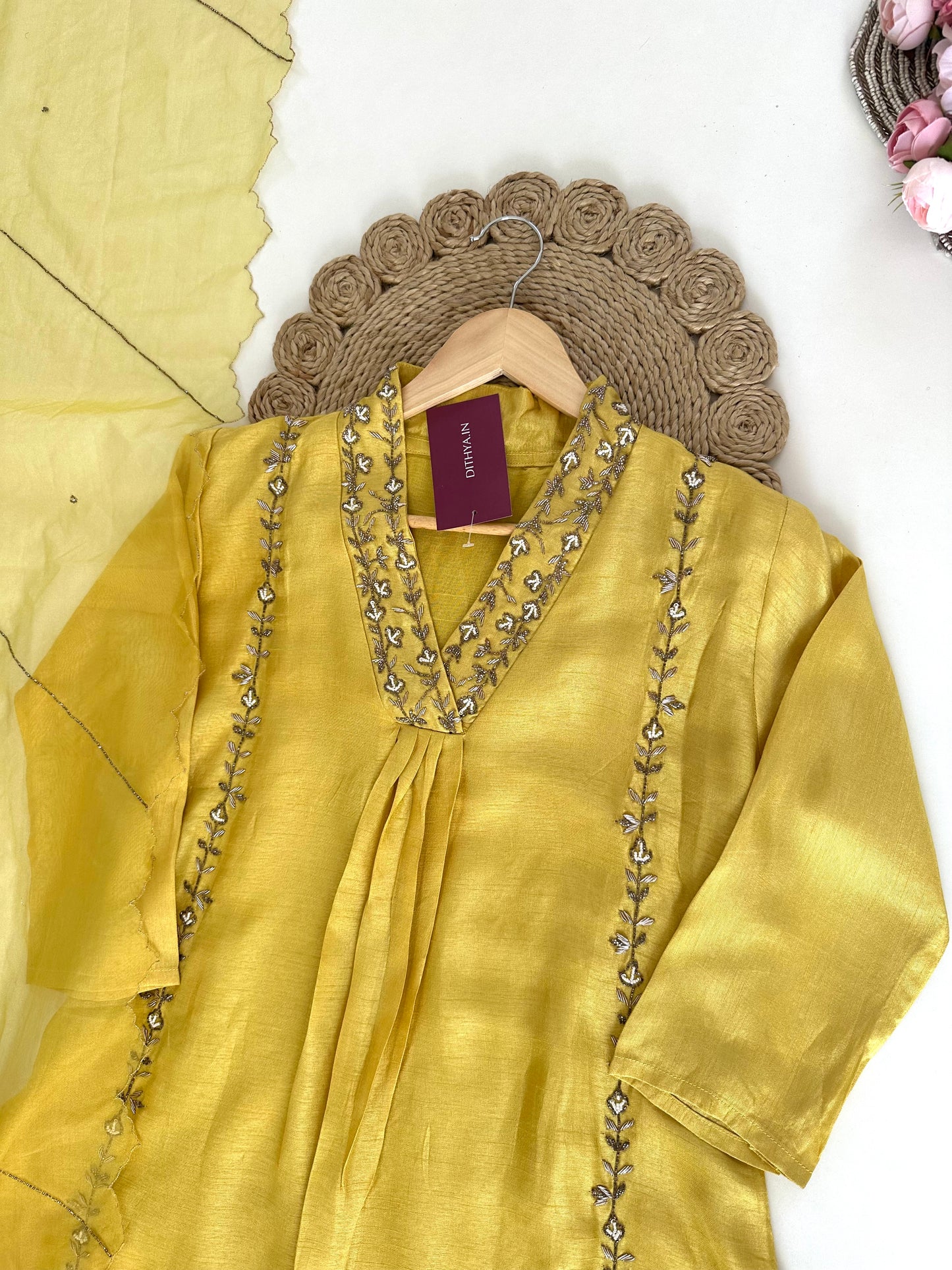 K200 - Russian silk handwork Anarkali with pants and dupatta .