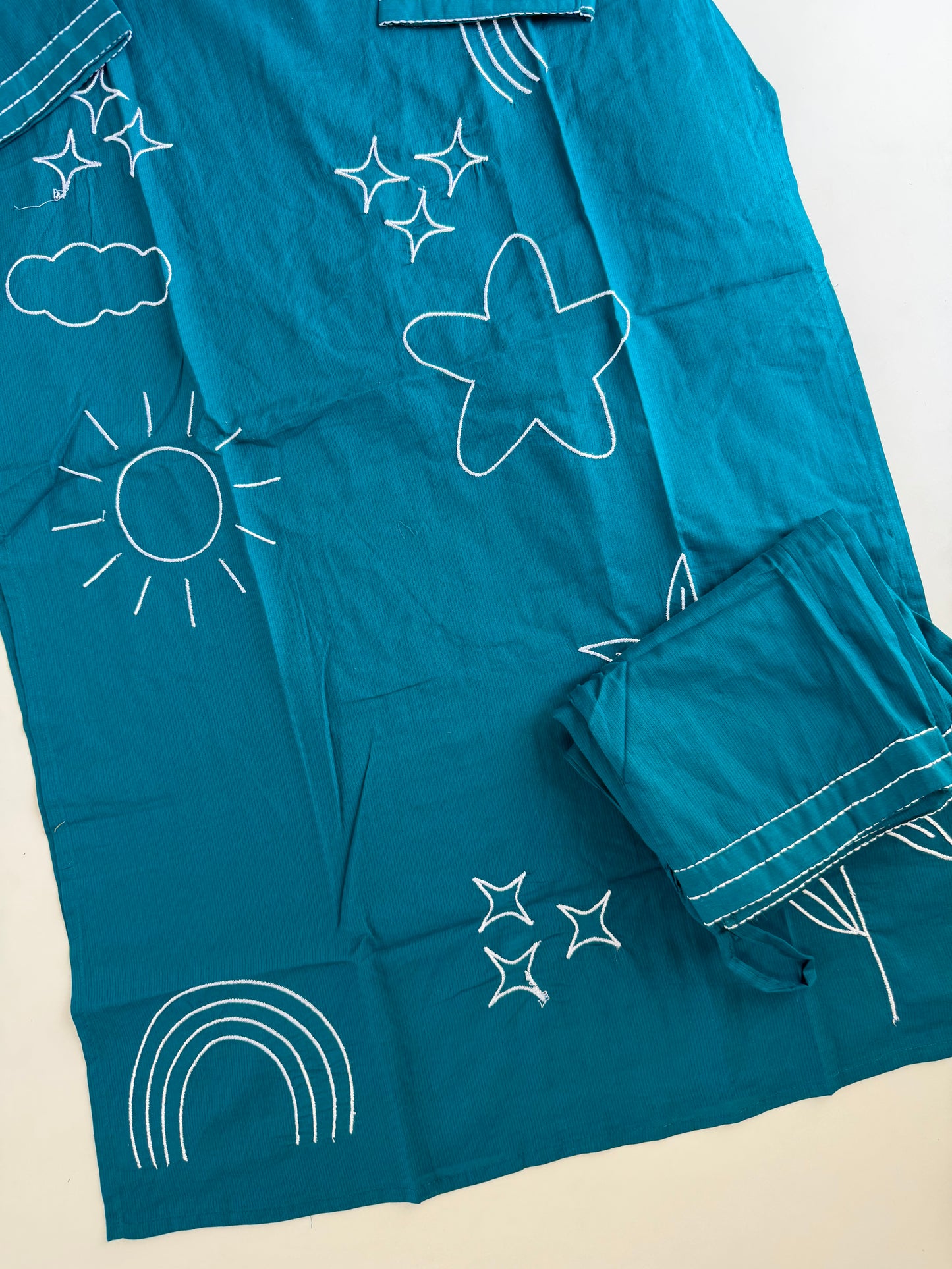 K460 - Cotton embroidered straight Kurti with pants in 2 colours