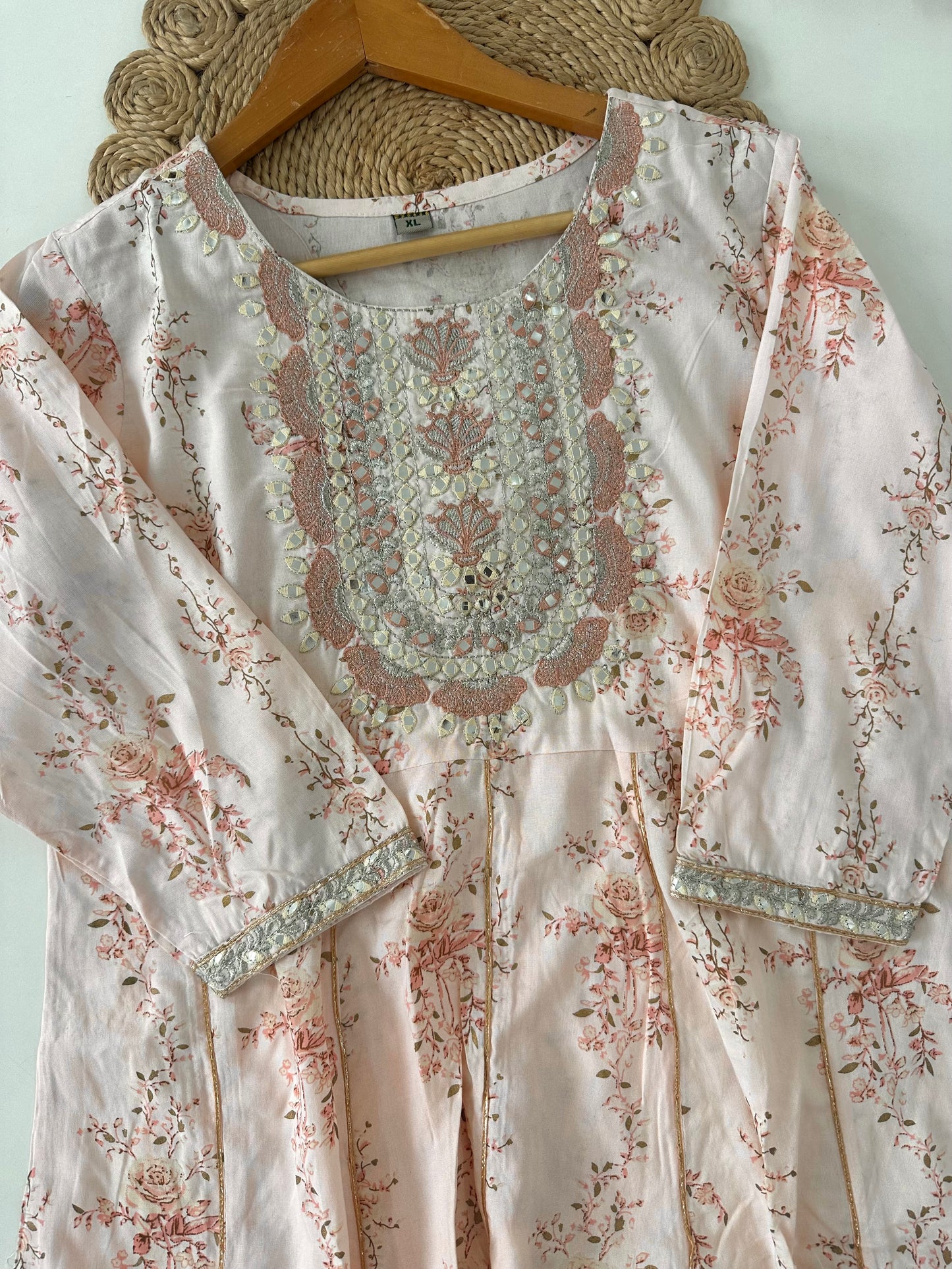 D228 - Muslin silk Anarkali kurti with pants and dupatta