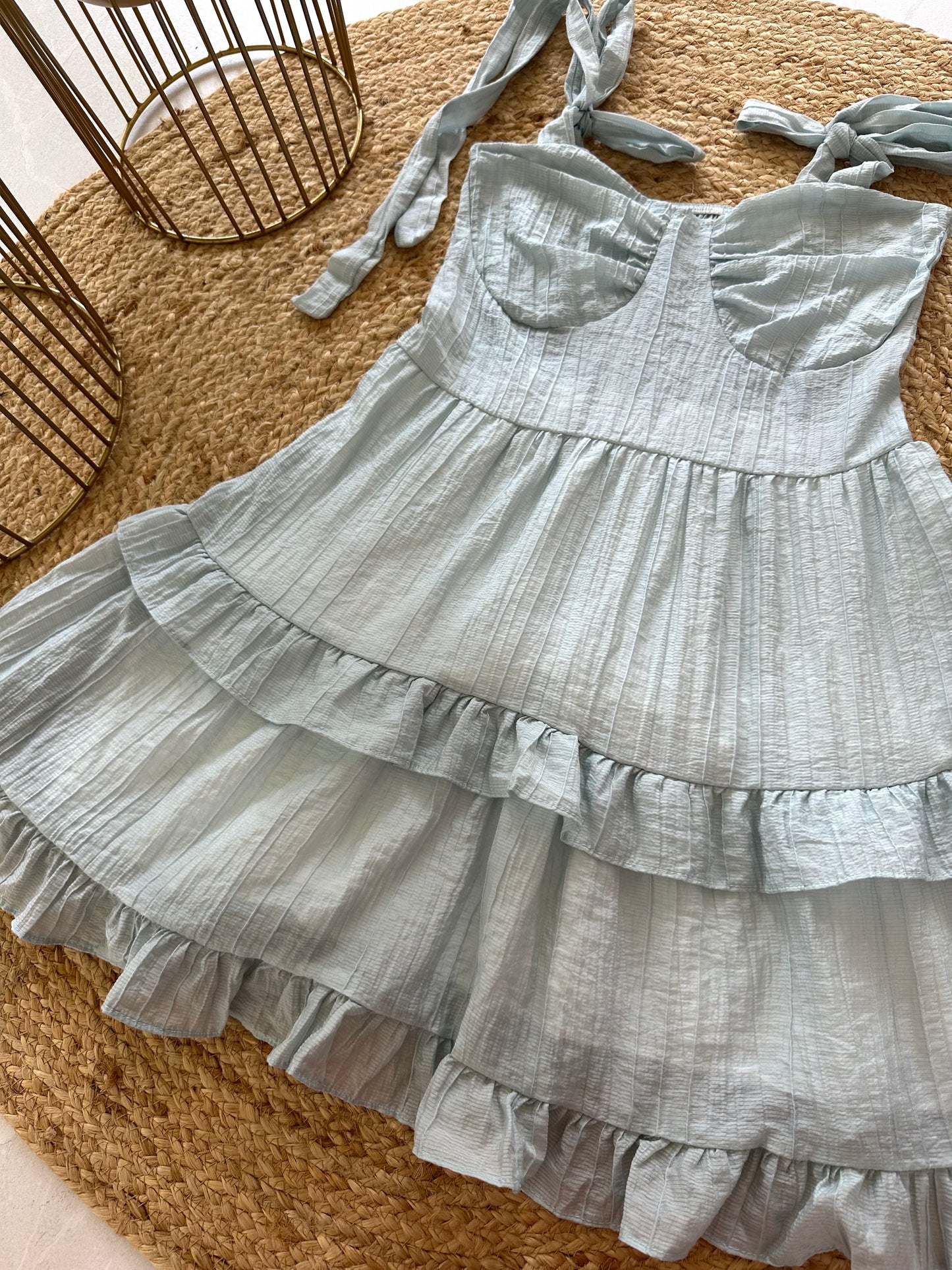 W012 - Layered short dress with adjustable tie strap in 3 colours