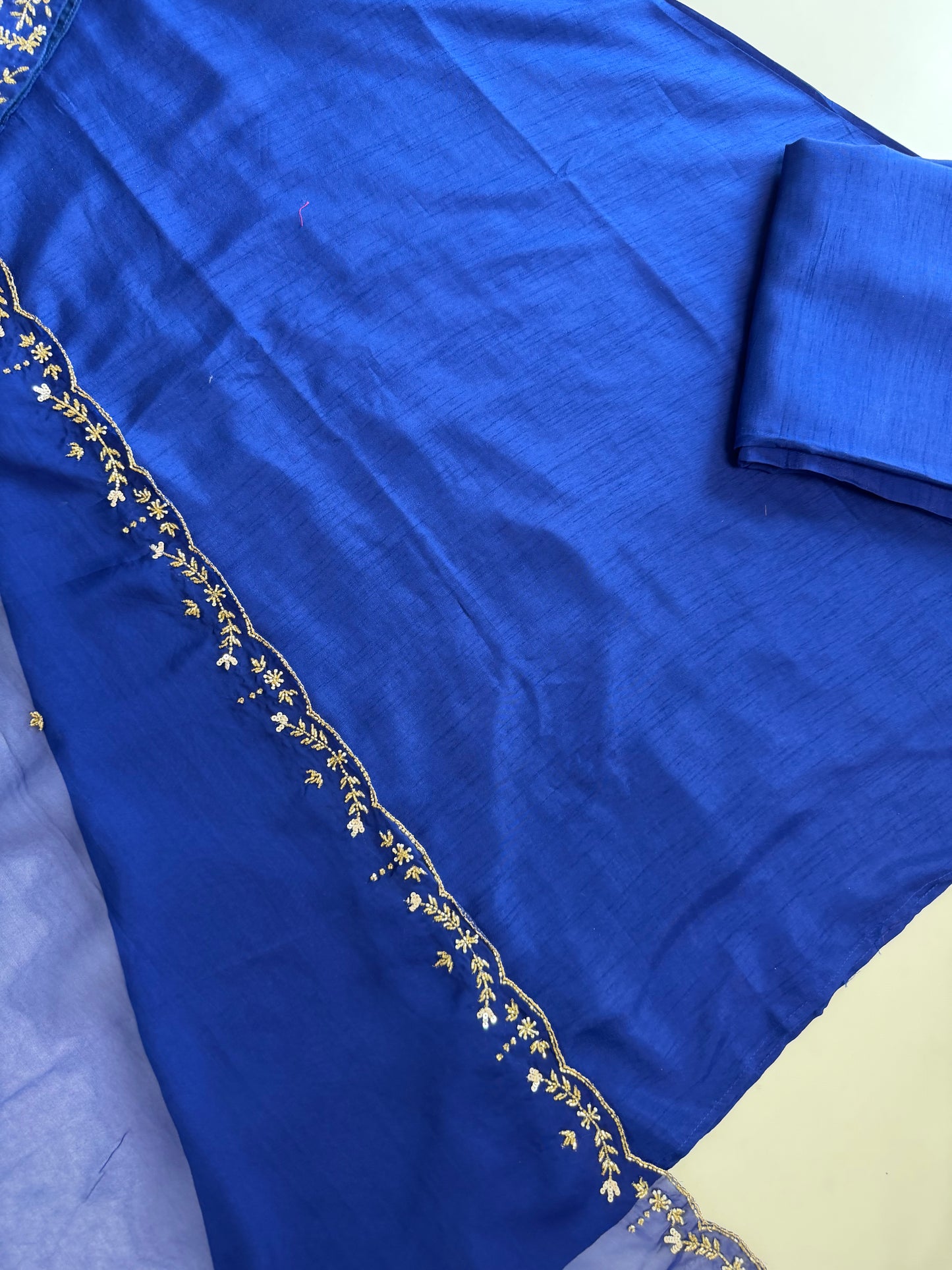 K544 - Russian silk handwork Aline Kurti with pants and dupatta