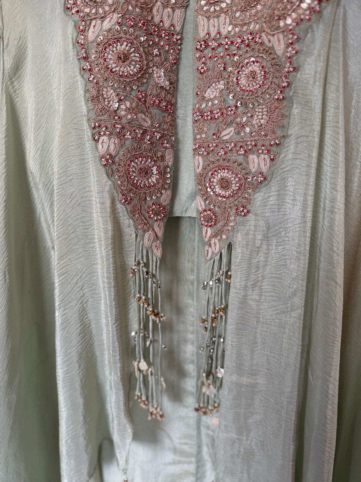 K577 - Tissue silk handwork kaftan with divider pants