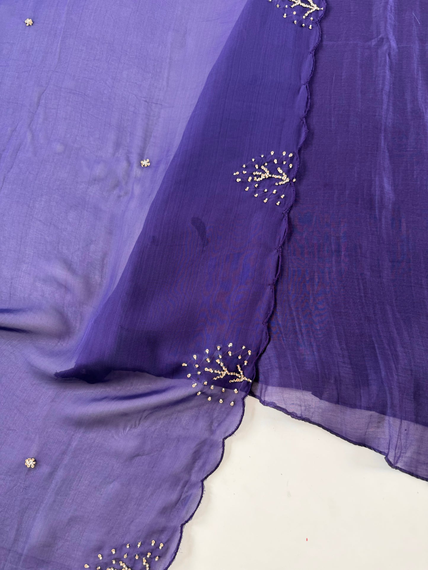 K612 - Mul chanderi handwork aline Kurti with pants and dupatta