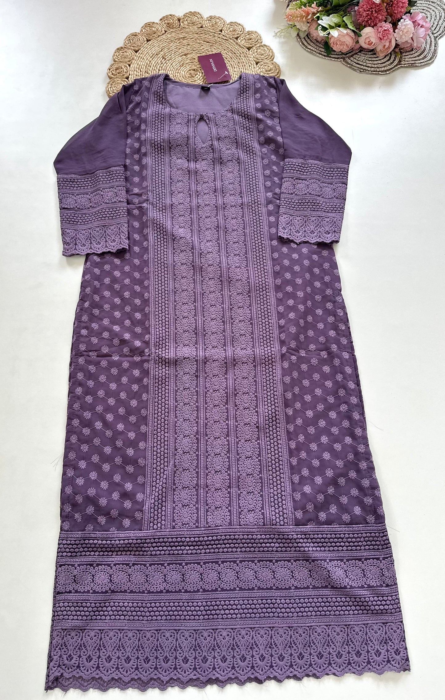 K061 - Georgette chikankari Kurti