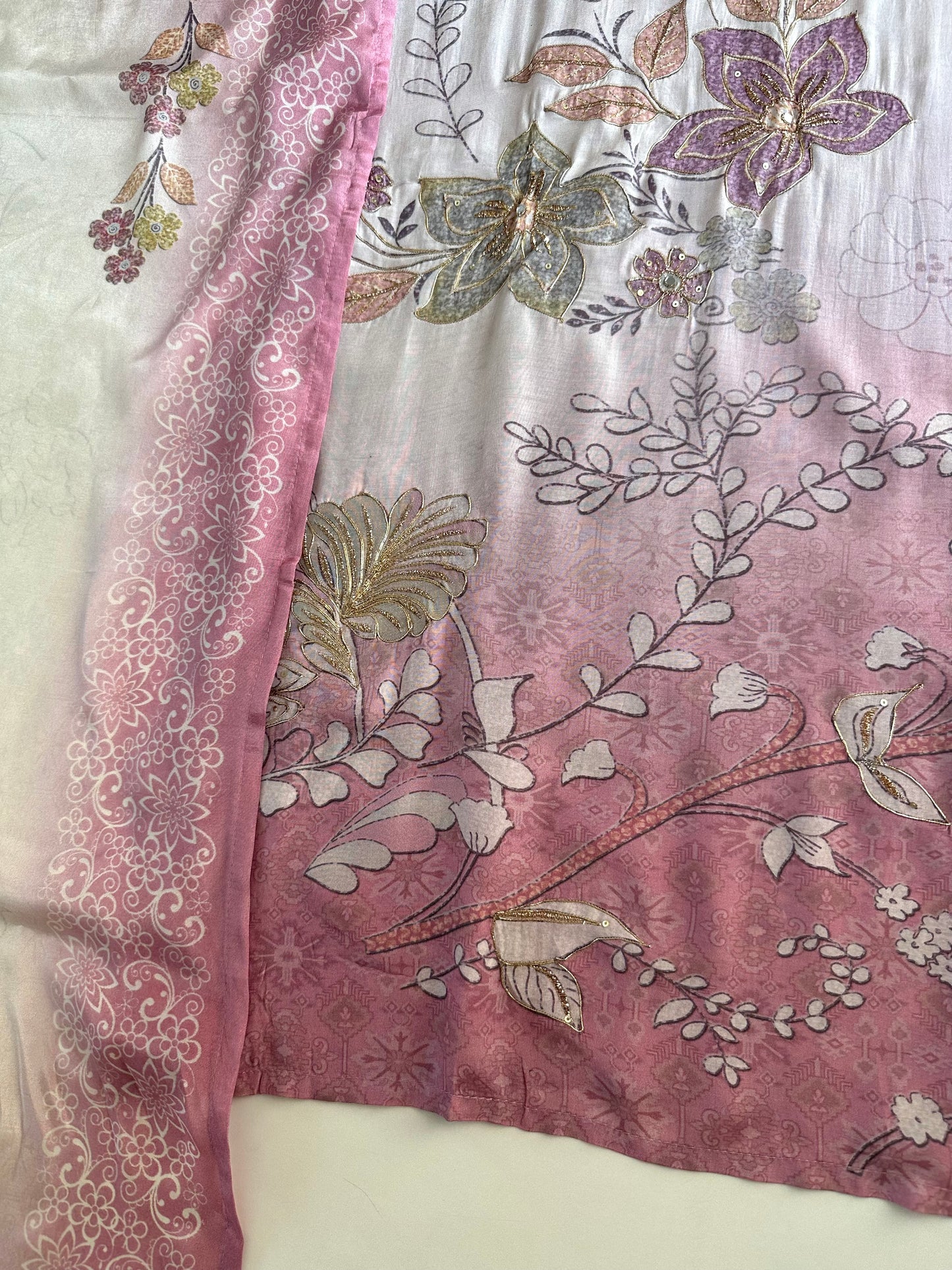 K416 - Muslin printed straight Kurti with pants and dupatta
