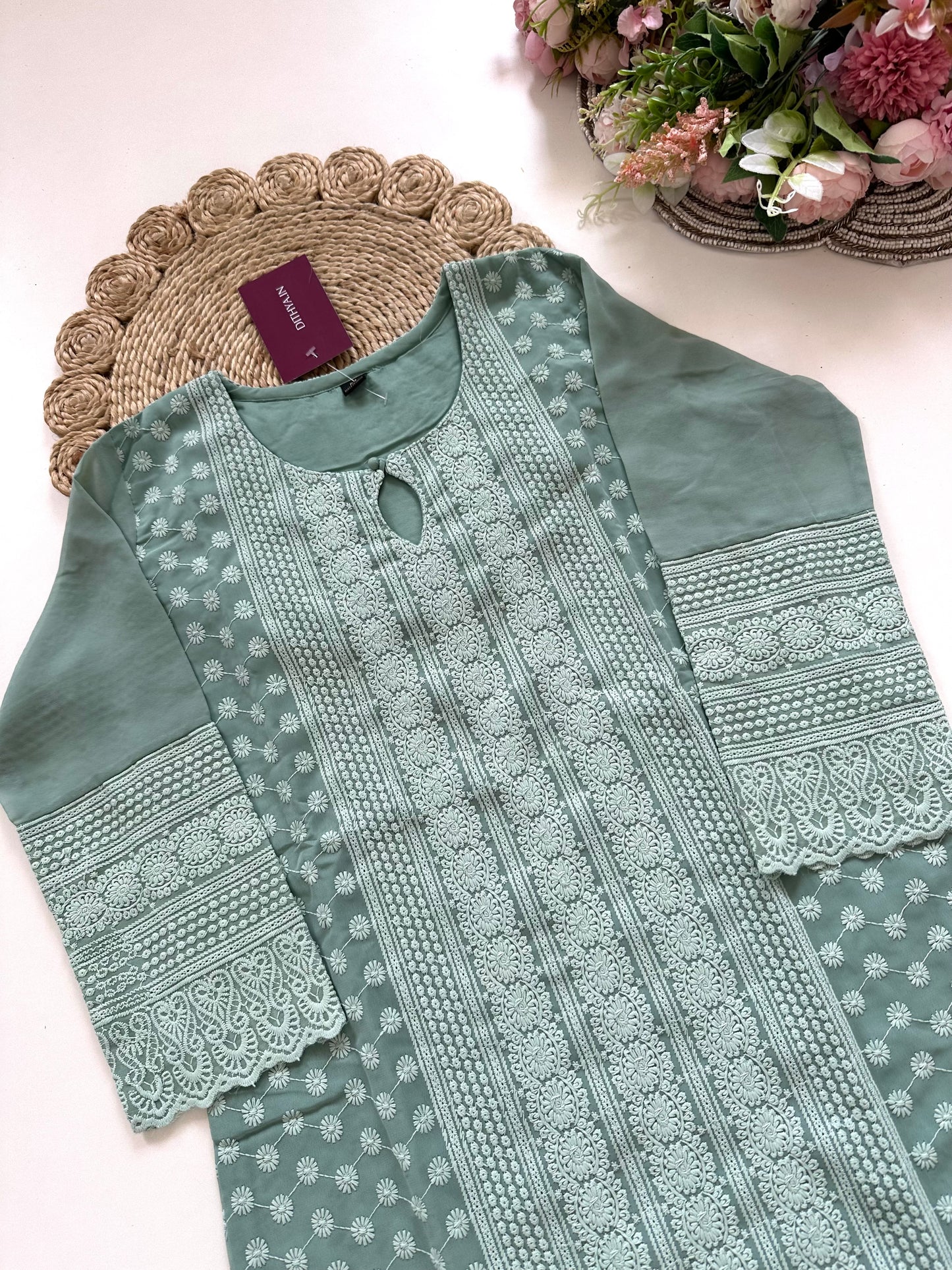 K061 - Georgette chikankari Kurti