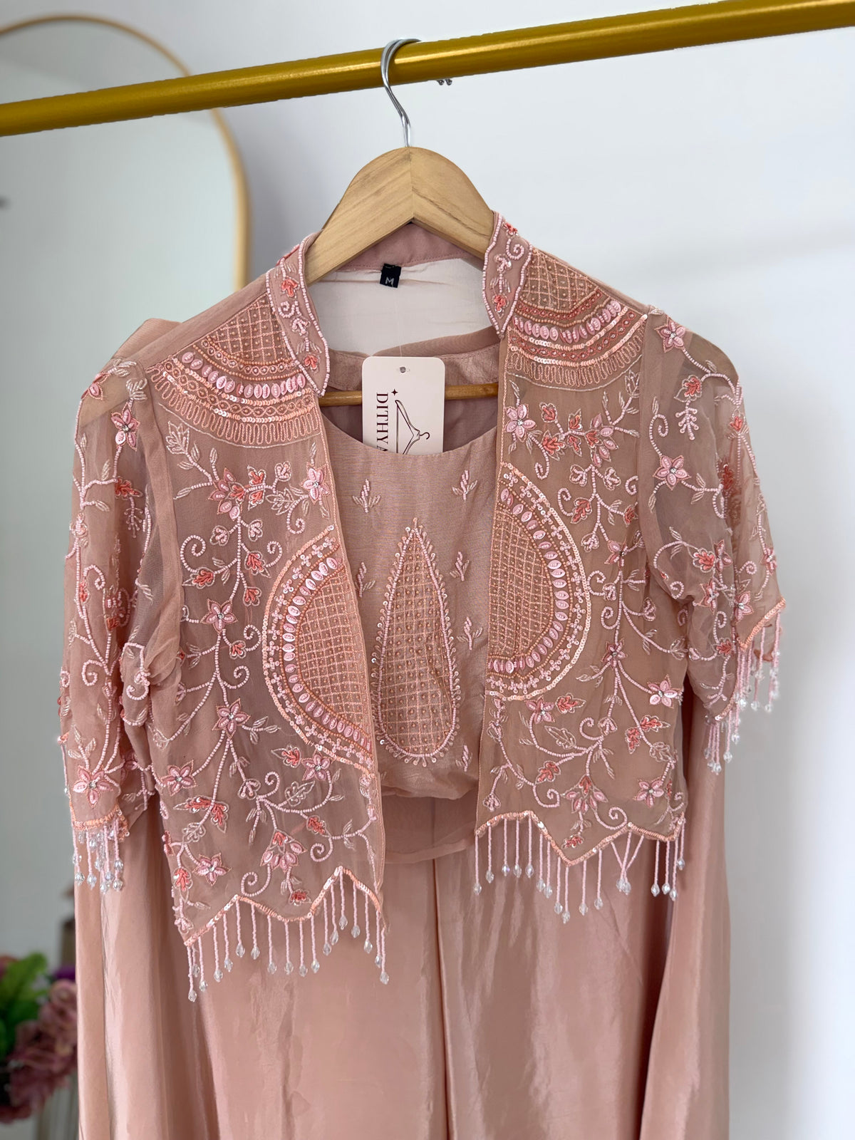 K506 - Pure Organza Handwork Crop jacket with inner and divider pants