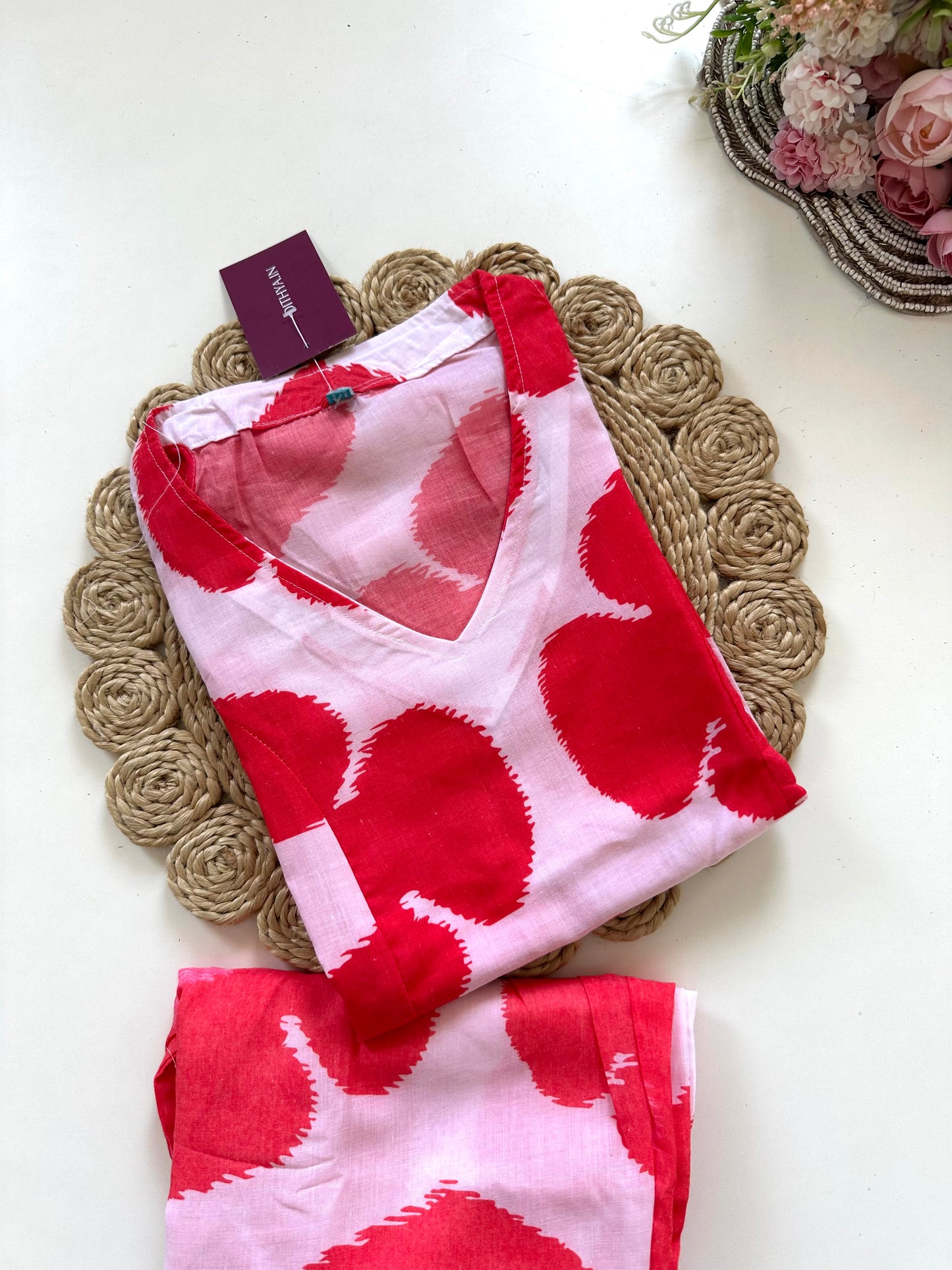 K072 - Sleeveless cotton Kurti with pants