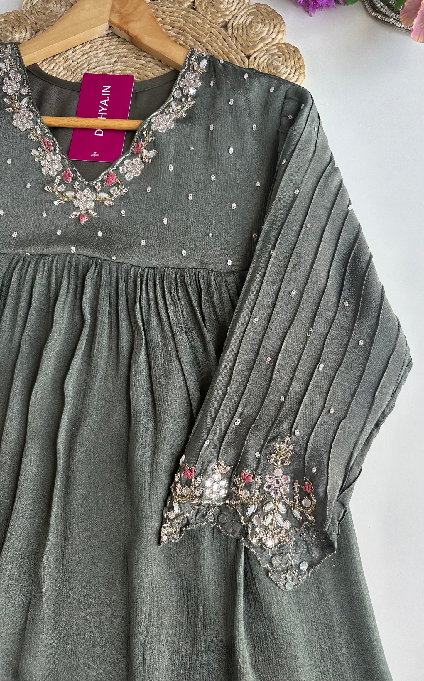 K028 - Pure Chinnon handwork Anarkali with pants and dupatta