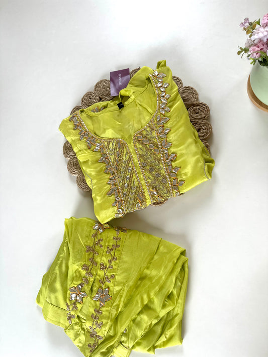 K182 - Pure crape Gota work Kaftan with pants