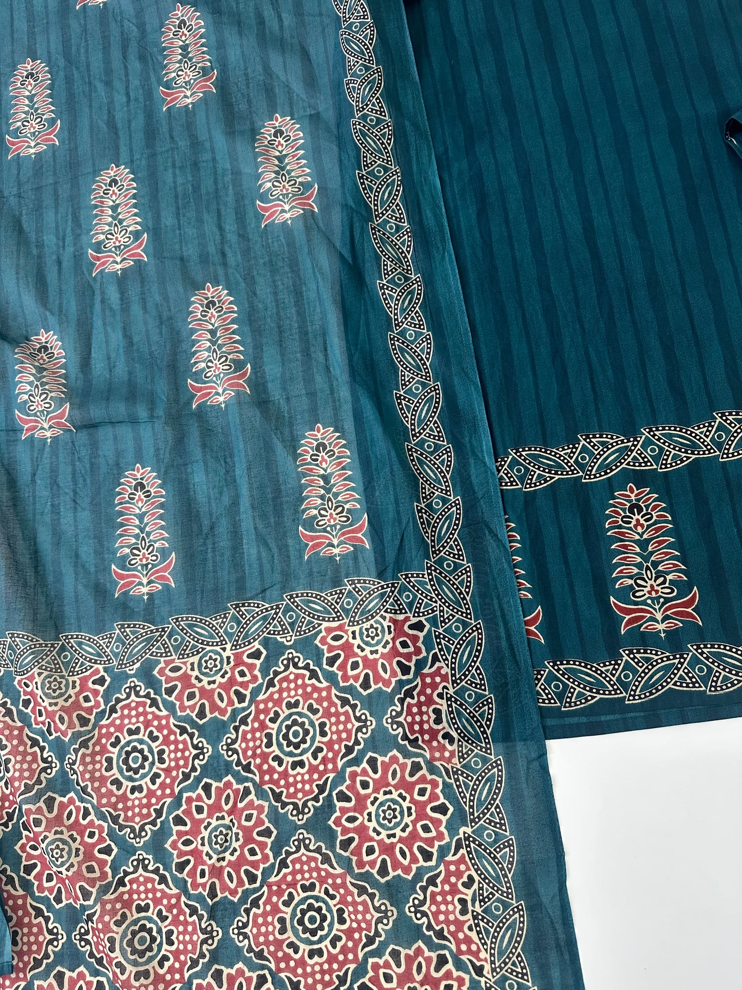 K100 - Mul cotton printed straight Kurti with pants and dupatta