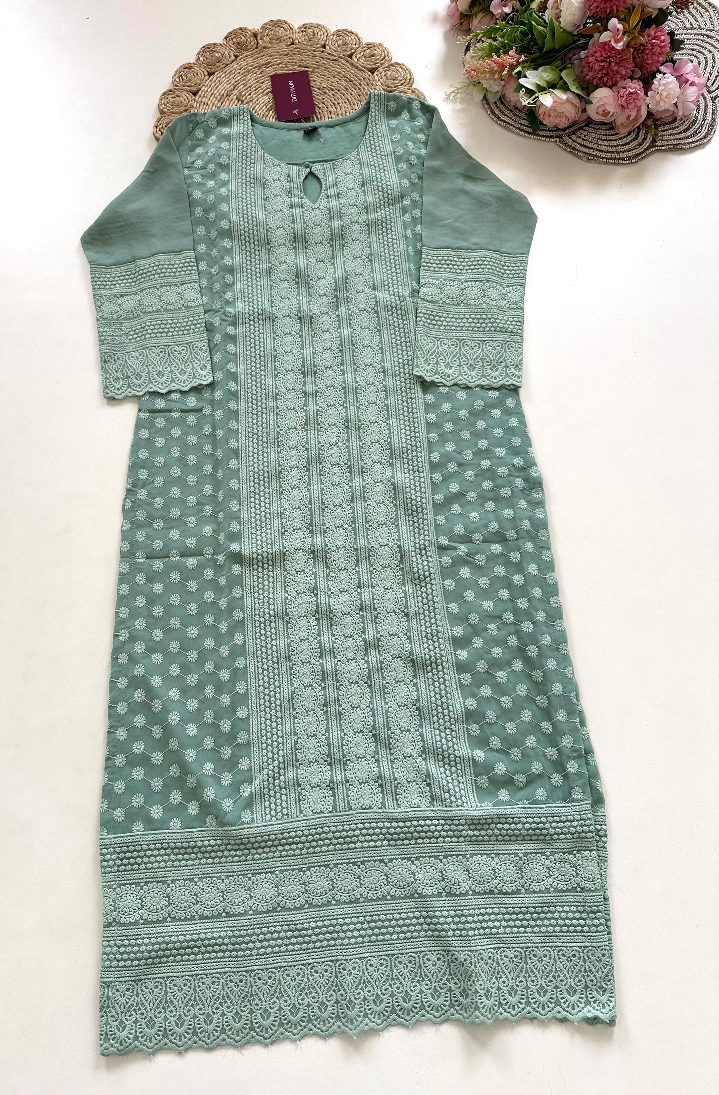 K061 - Georgette chikankari Kurti