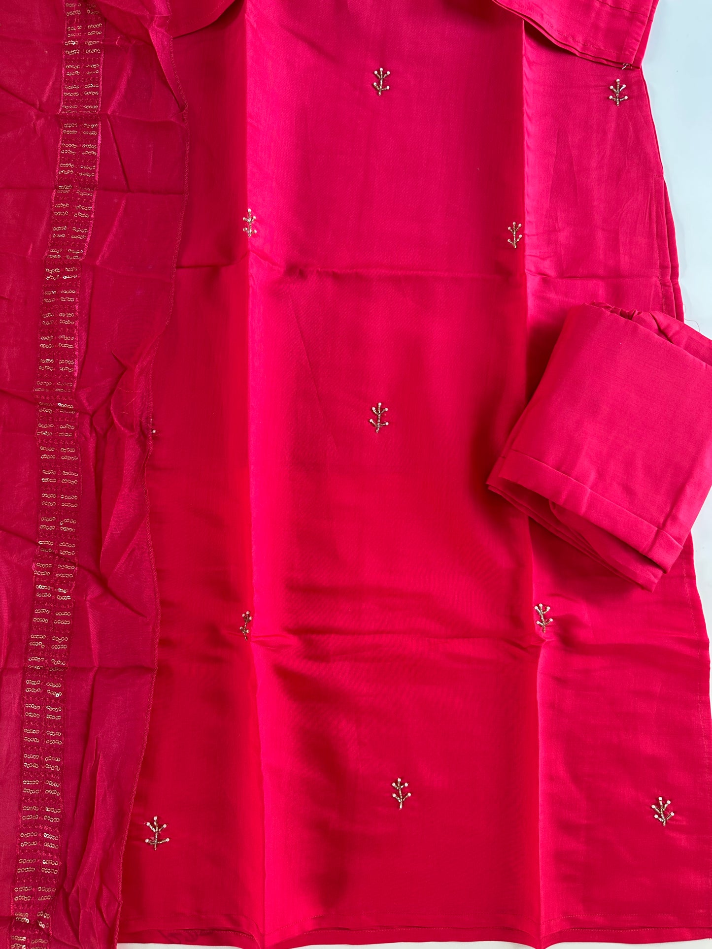 D346 - Roman silk straight kurti with pants and dupatta