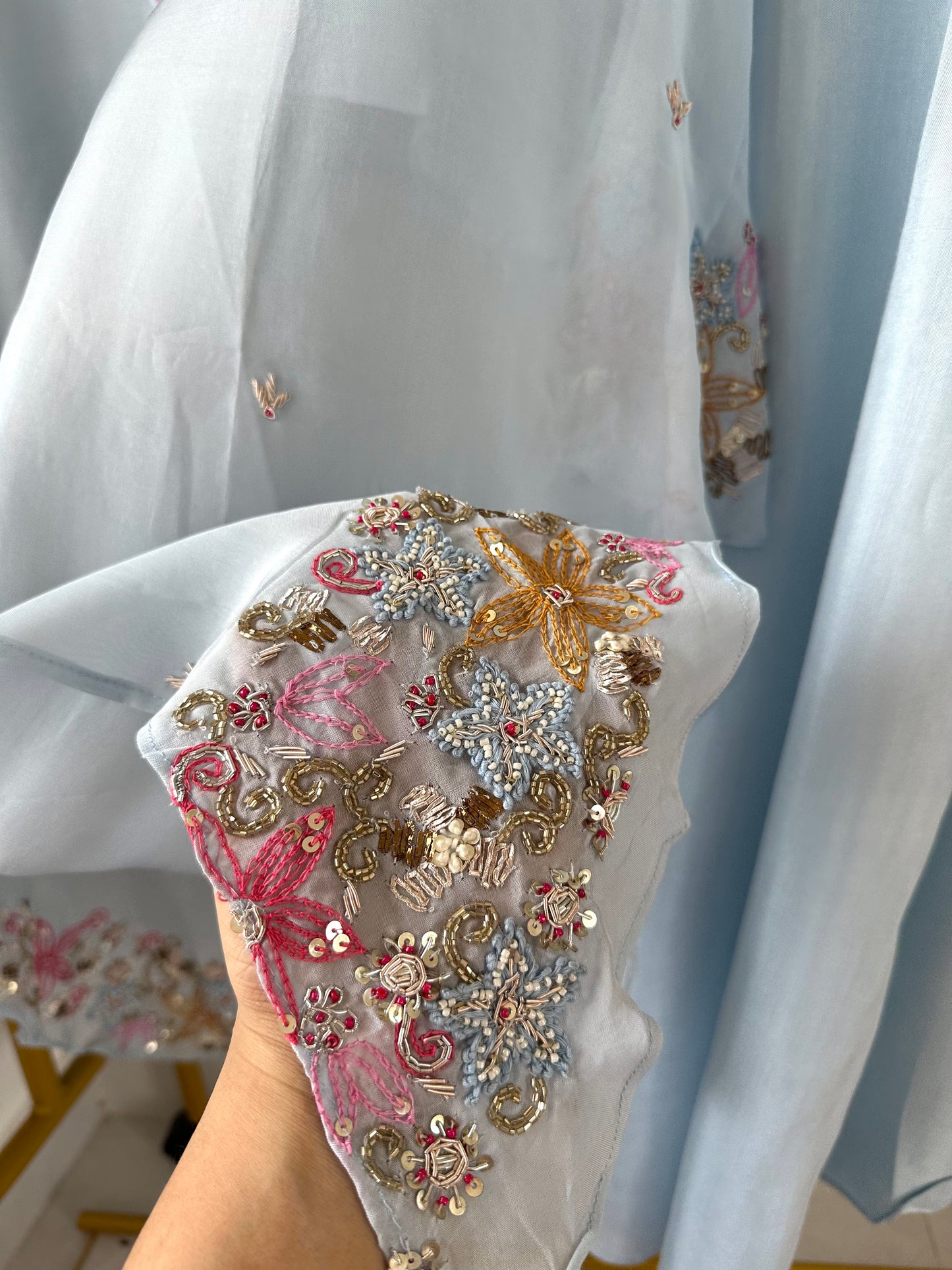 K435 - Organza Handwork kaftan with palazzo