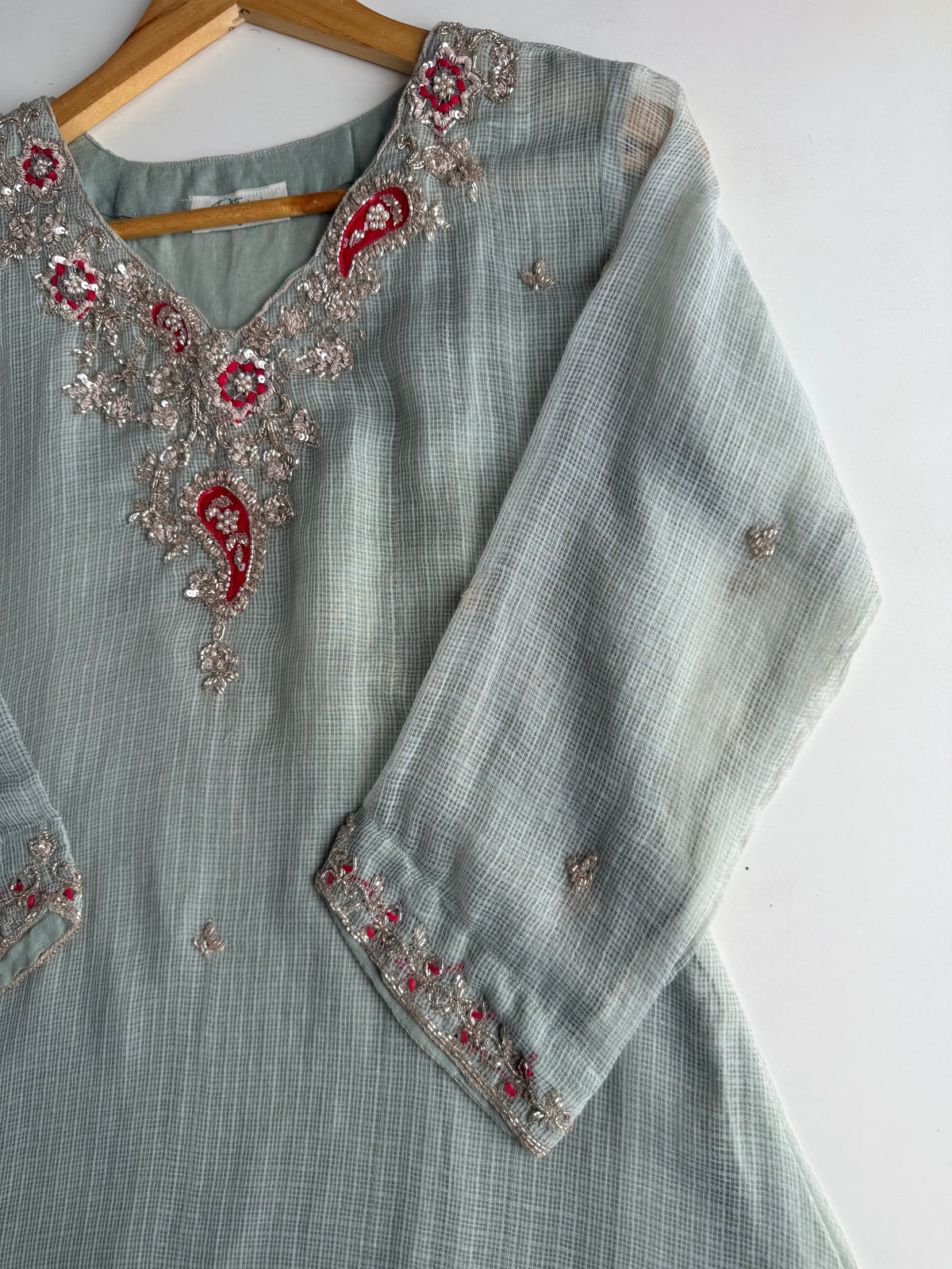 K229 - Kota doriya handwork aline Kurti with pants and dupatta in 3 colours