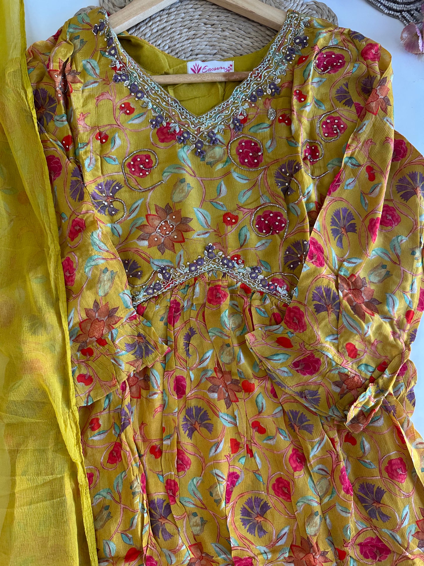D370 - Chinnon Alia cut Anarkali with pants and dupatta