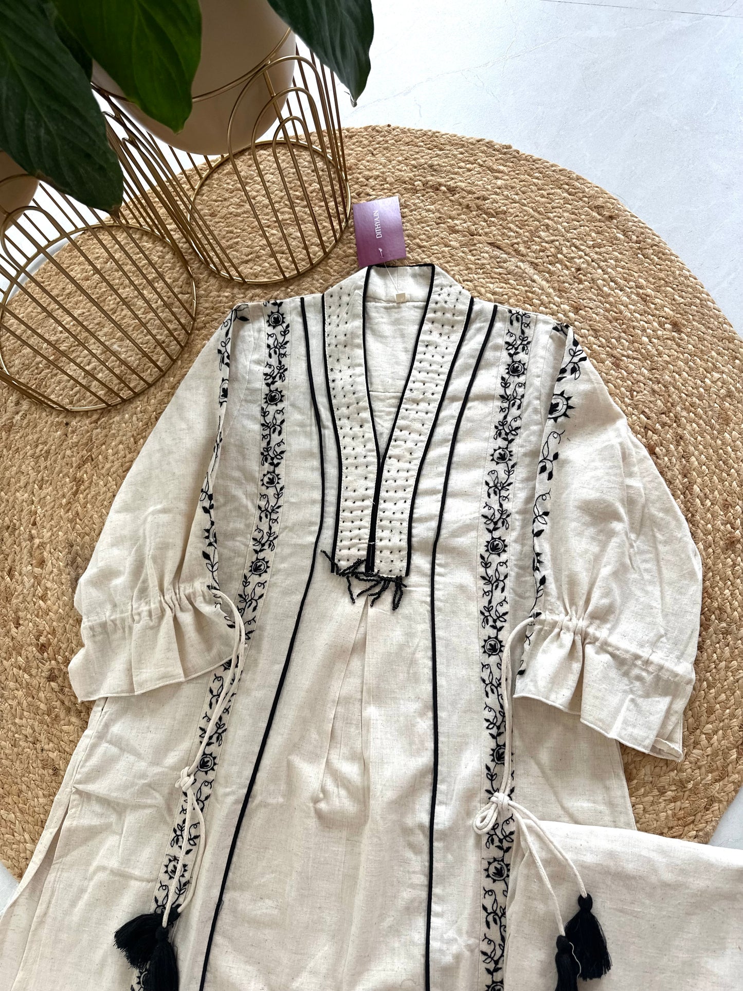 K109 - Cotton Embroidery Aline Kurti with pants