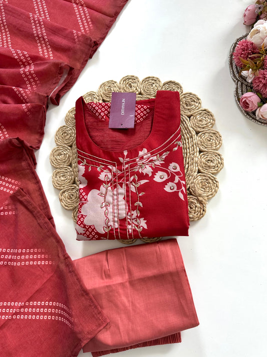 K320 - Roman silk straight Kurti with pants and dupatta