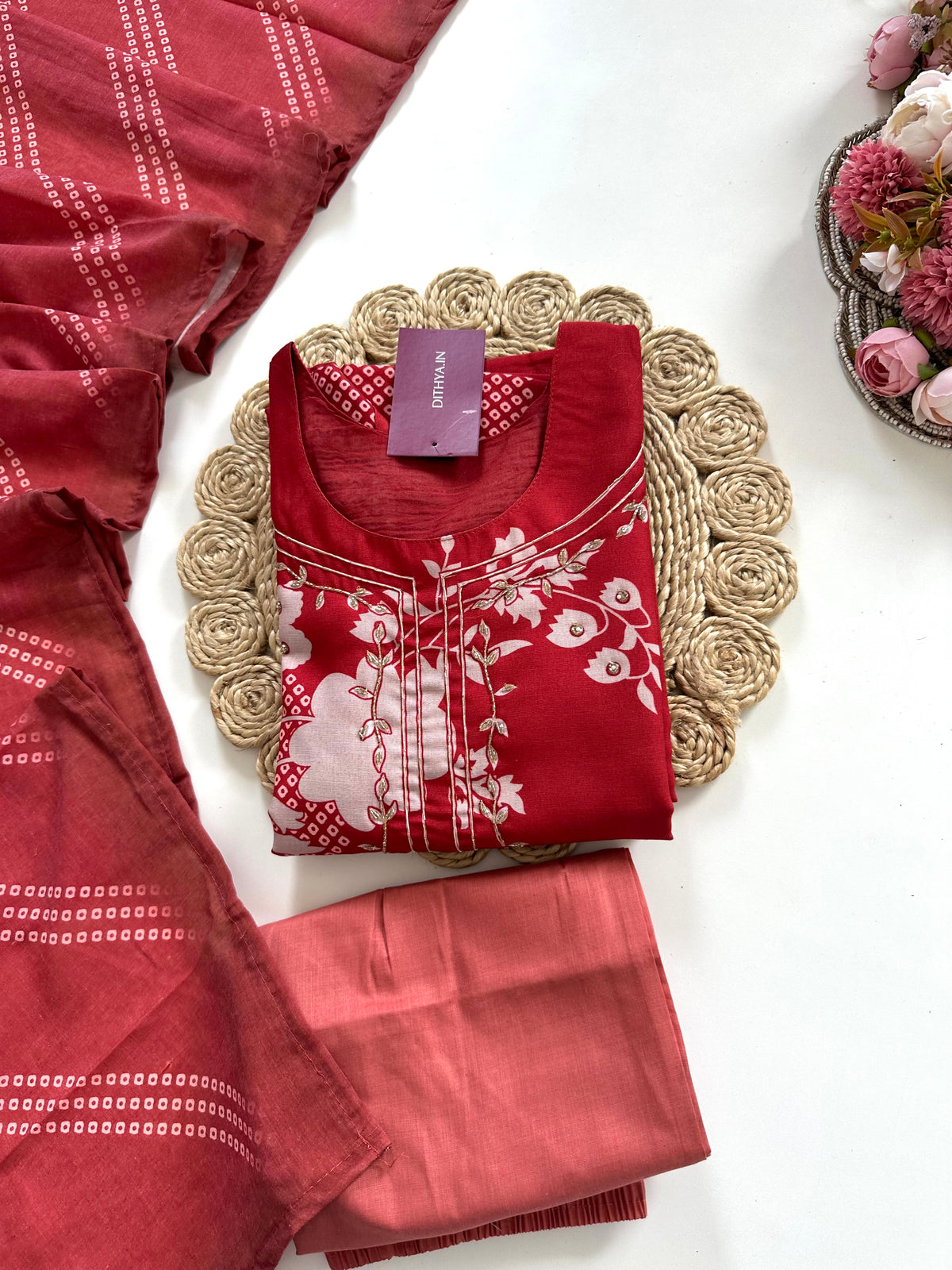K320 - Roman silk straight Kurti with pants and dupatta