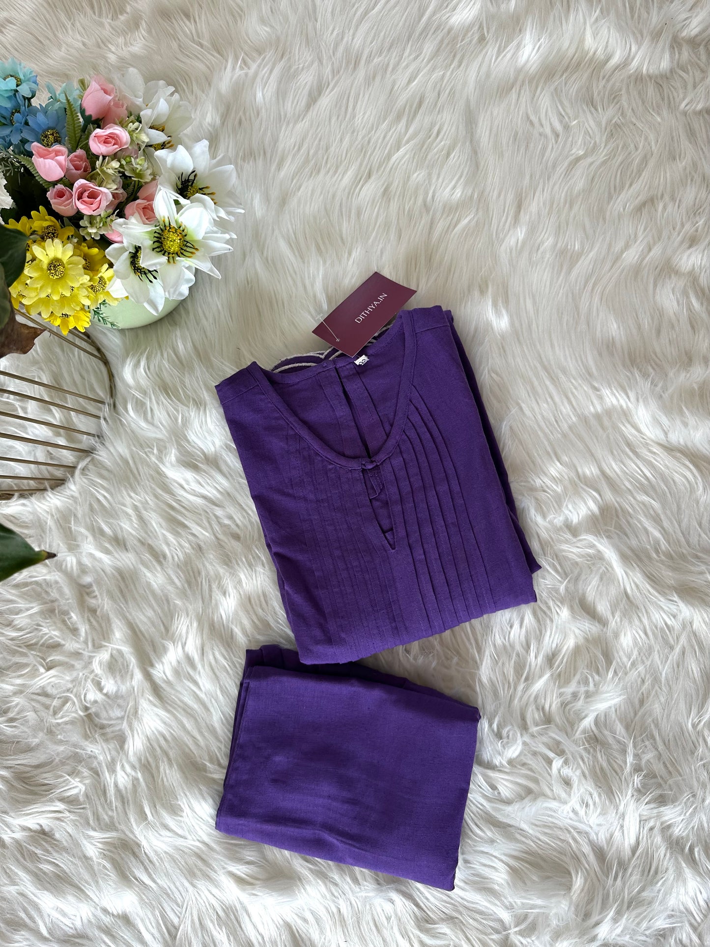 K289 - Cotton embroidered Aline Kurti with pants