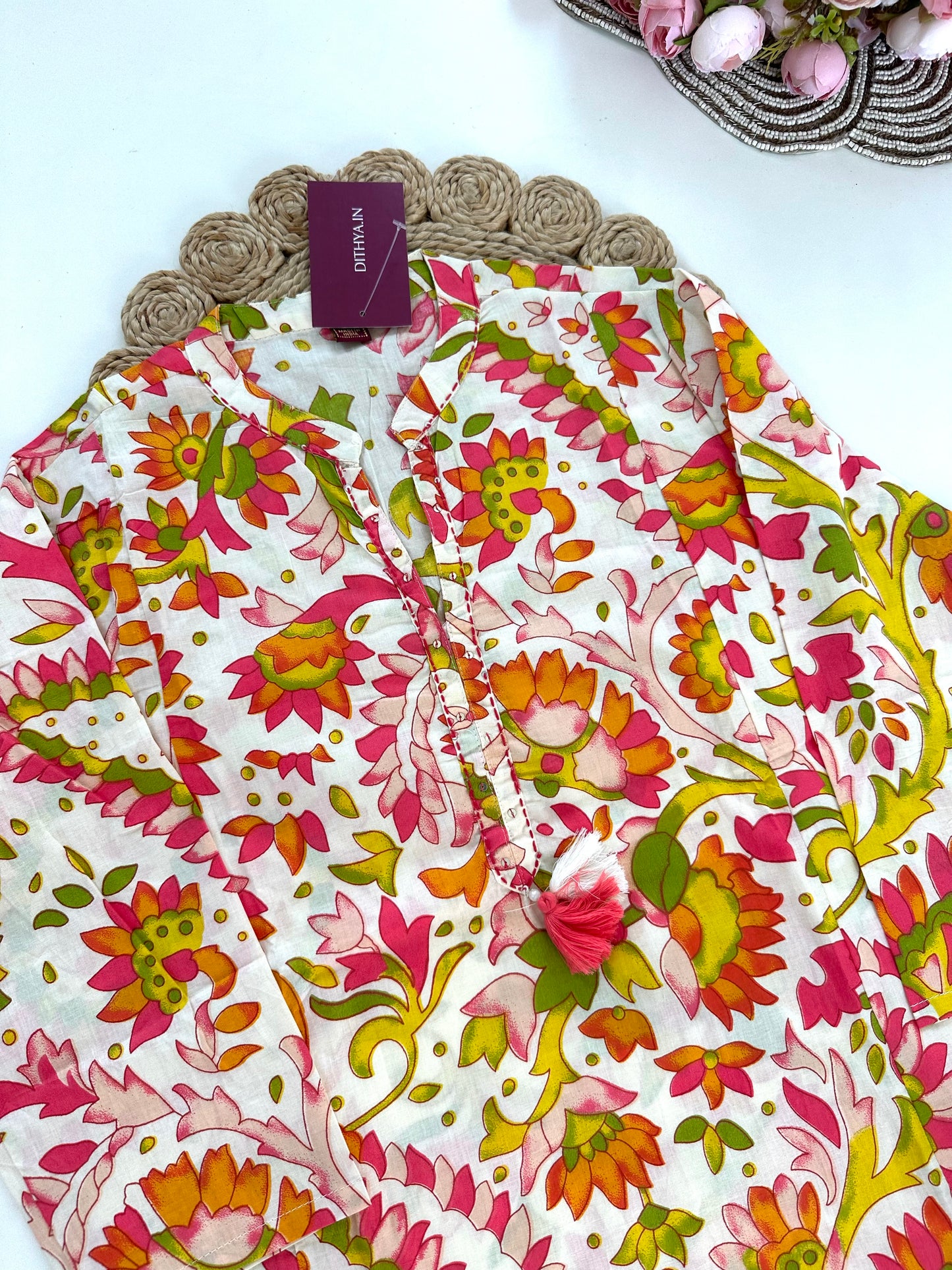 K316 - Cotton floral Kurti with pants