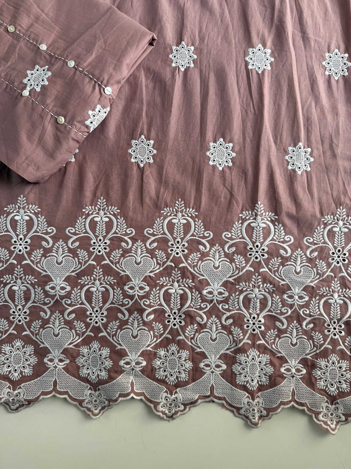 K718 - Cotton embroidered Aline Kurti with pants in 3 colours
