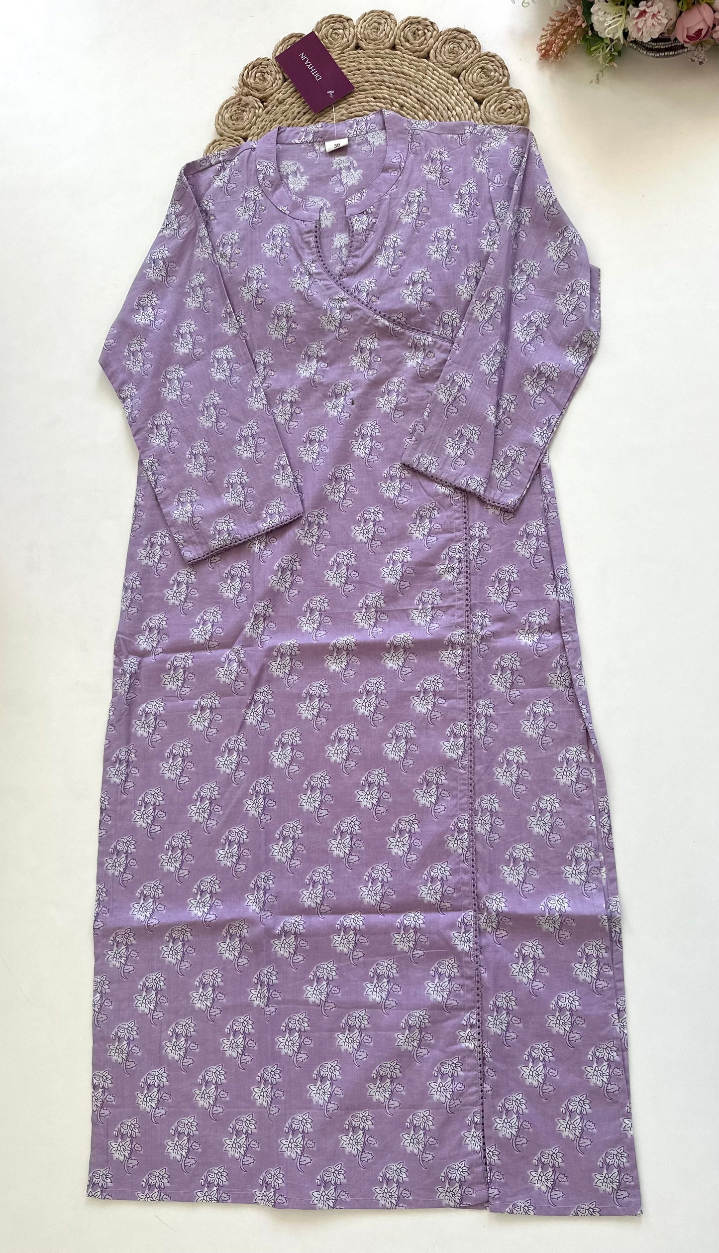 K389 - Cotton Angrakha style straight kurti in 2 colours