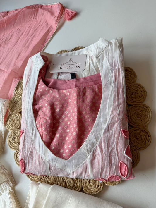 K094 - Mul chanderi bustier dual shaded Anarkali with pants and dupatta