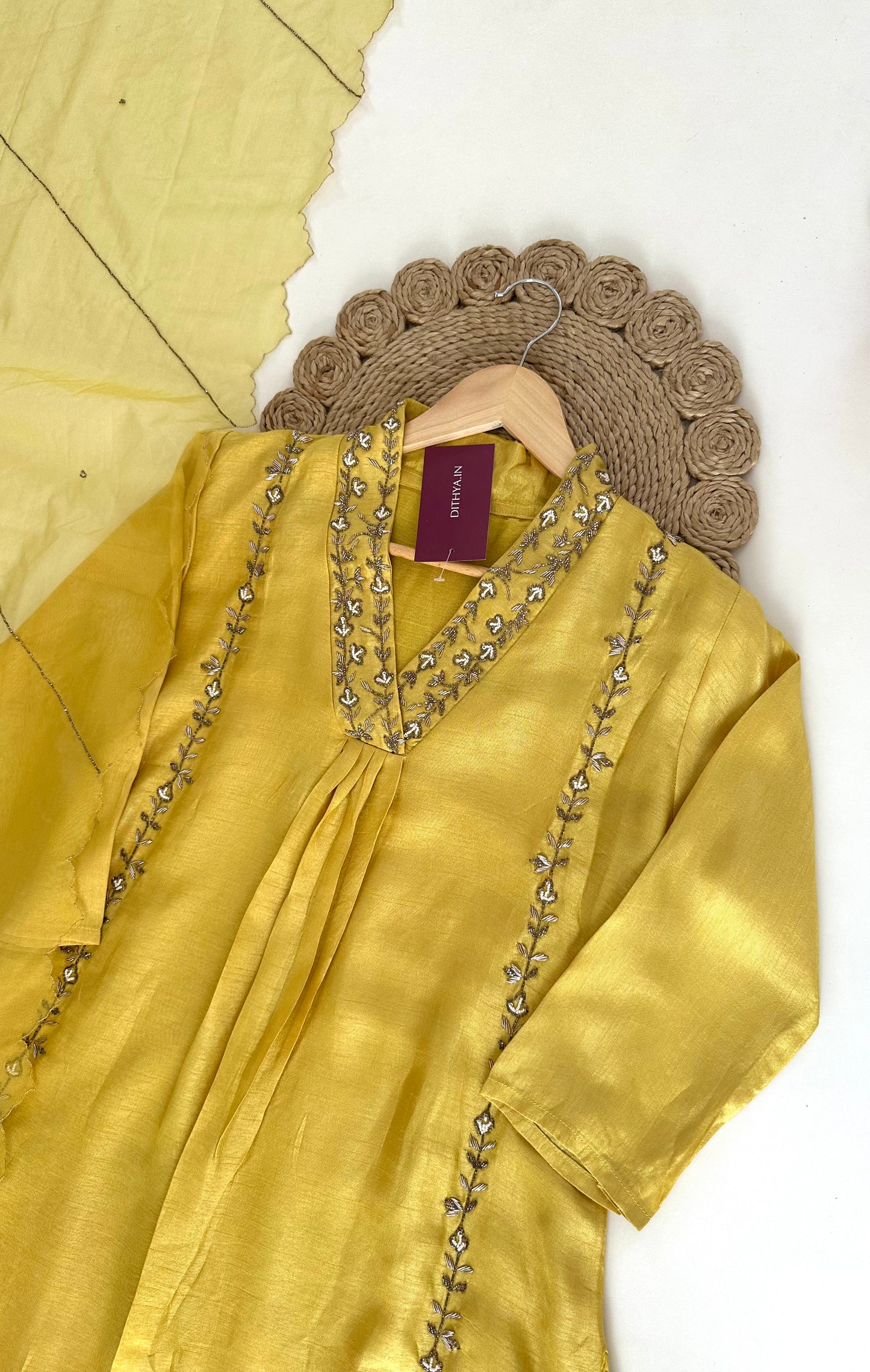 K200 - Russian silk handwork Anarkali with pants and dupatta .