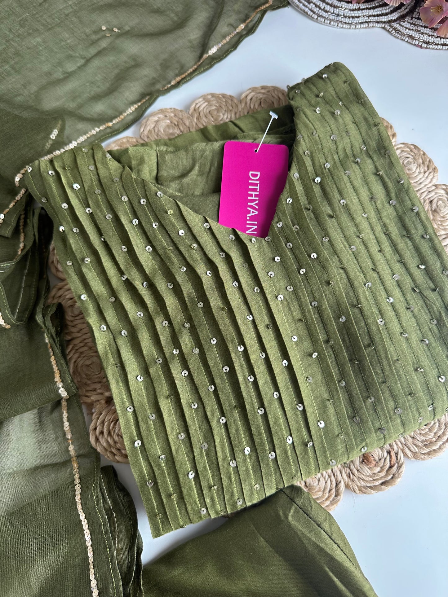K210 - Mul Chanderi handwork Anarkali with pants and dupatta in 2 colours