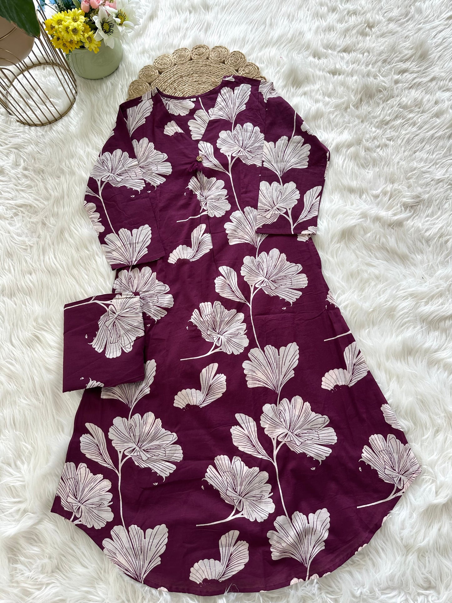 K232 - Cotton printed Aline Kurti with pants