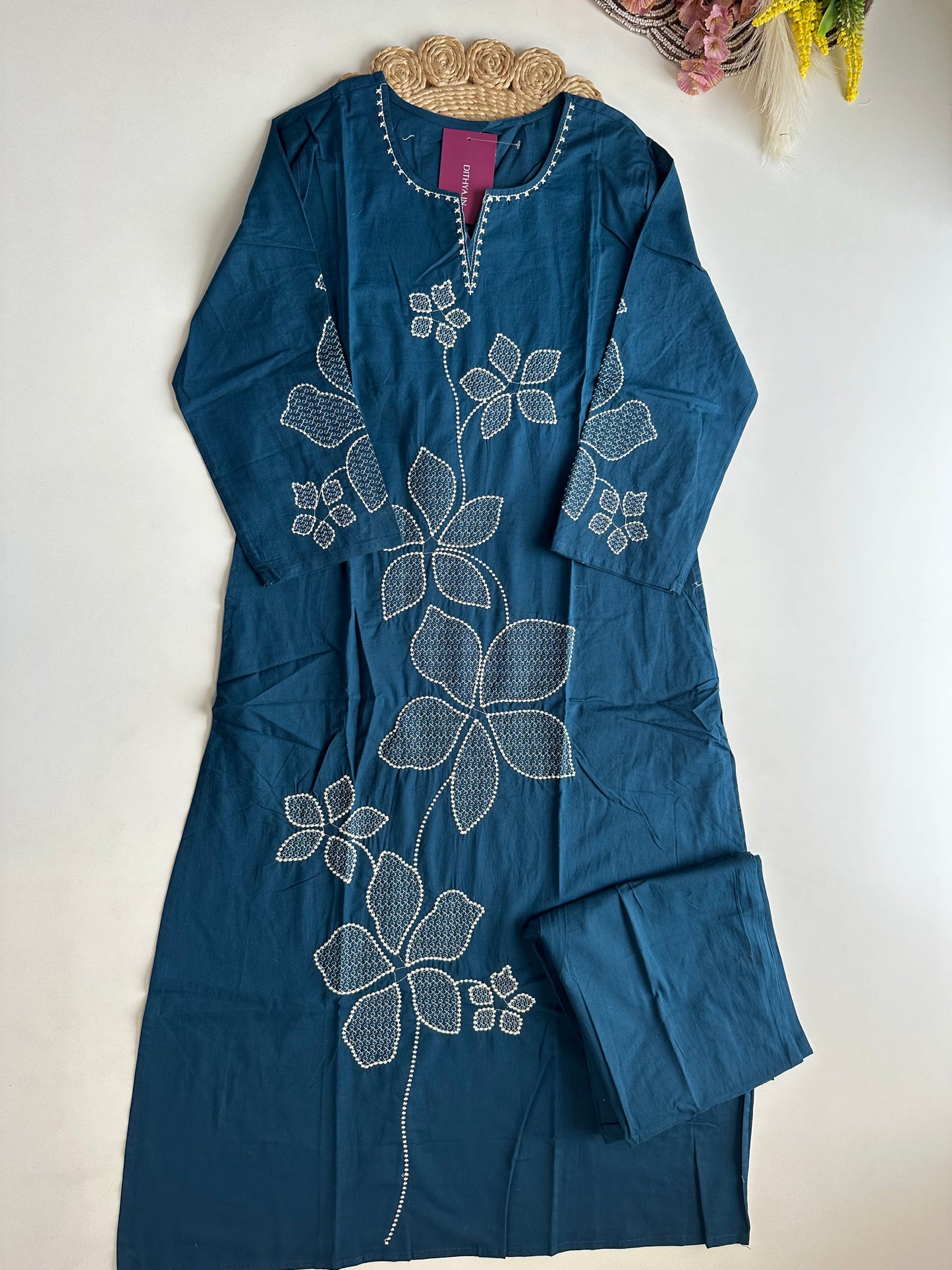 K446 - Mul Cotton straight Kurti with pants