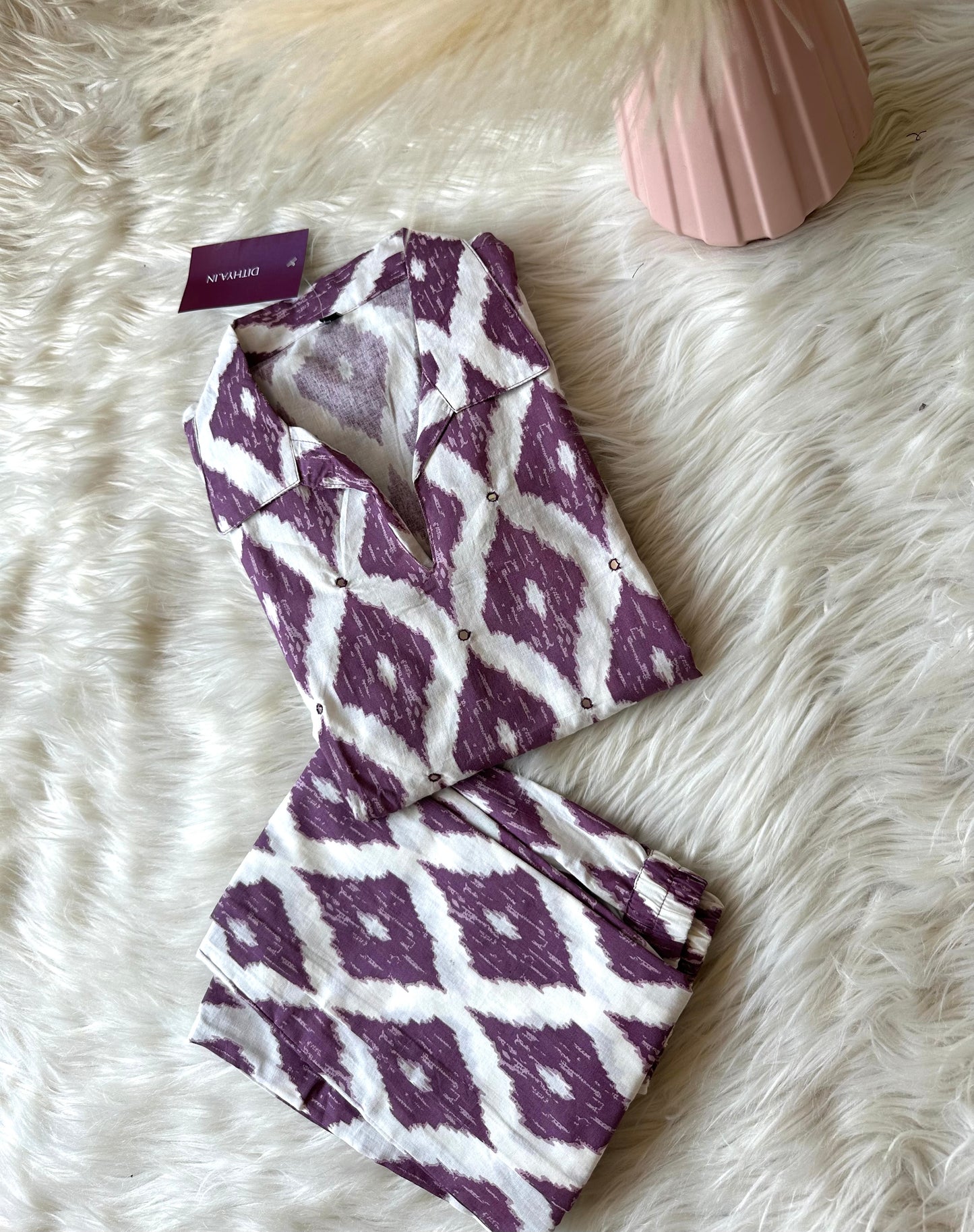 K214 - Mulmul cotton printed Aline Kurti with pants in 2 prints