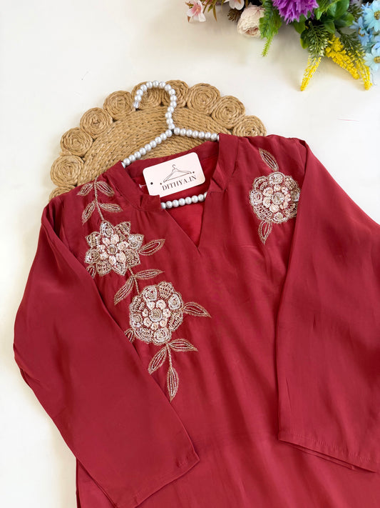 K147 - Pure crape handwork coord set