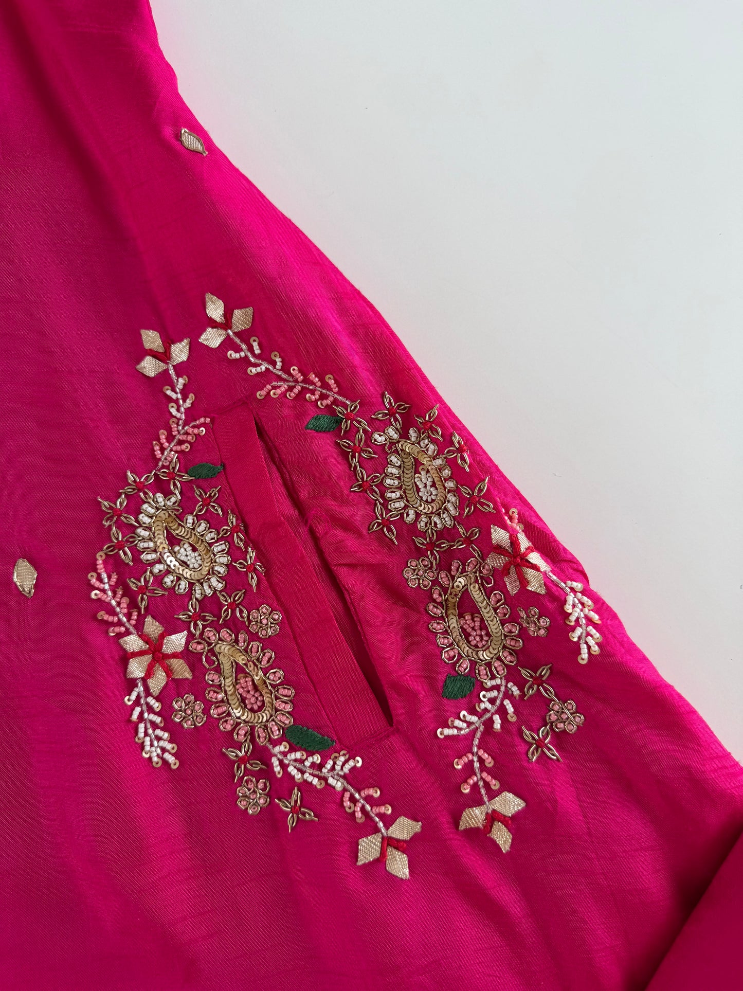 K520 - Russian silk handwork aline Kurti with pants and dupatta
