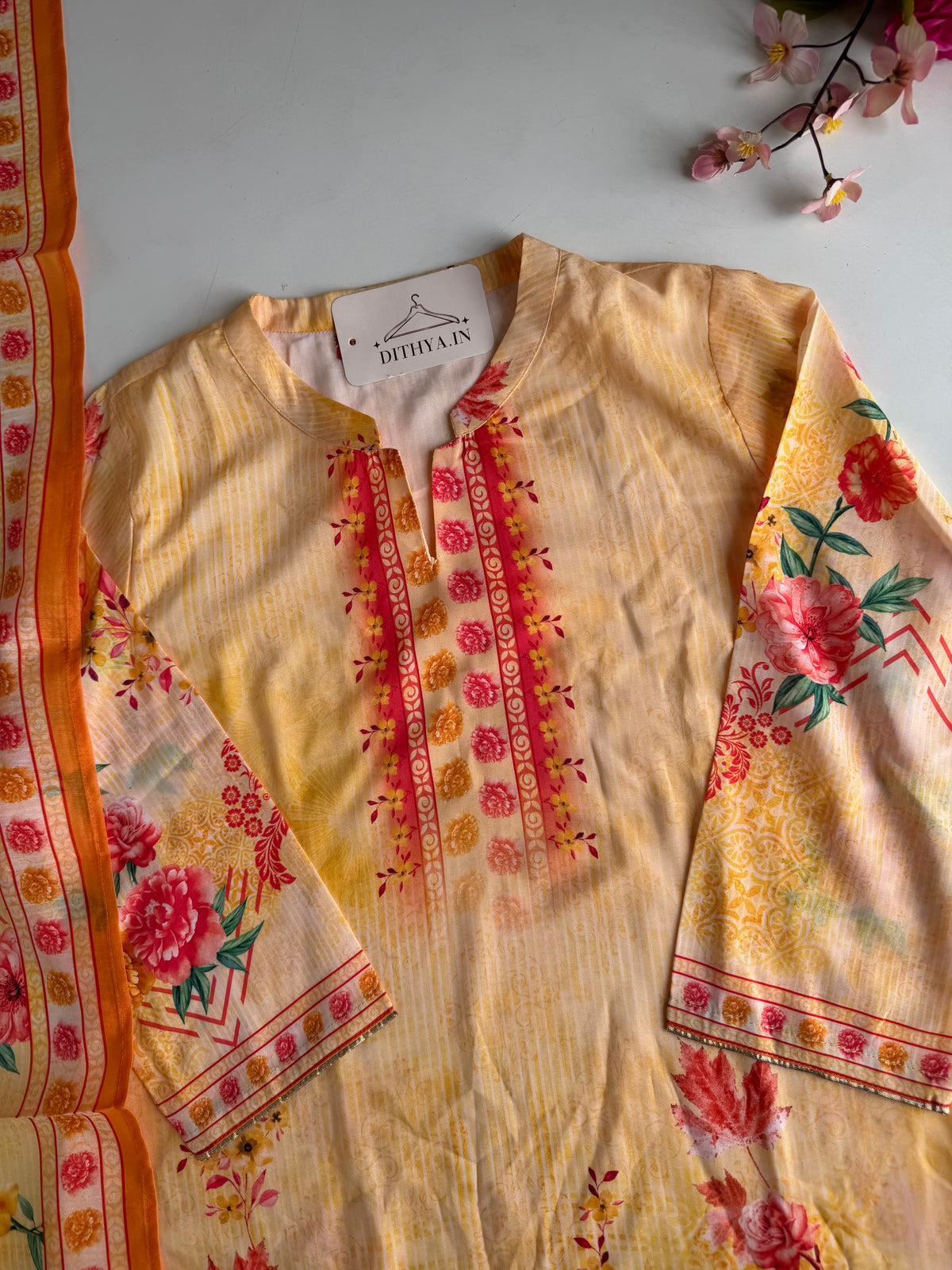 D566-Rayon straight Kurti with pants and dupatta