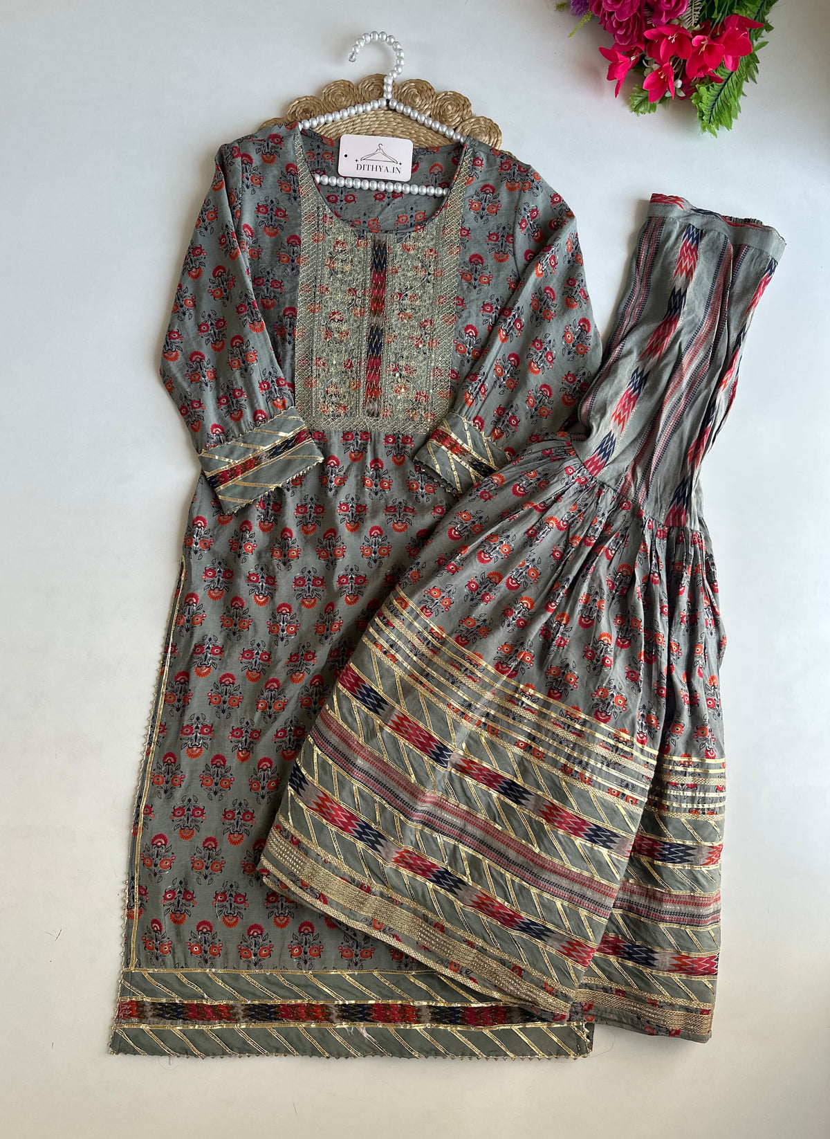 D696 - Muslin Kurti with Sharara