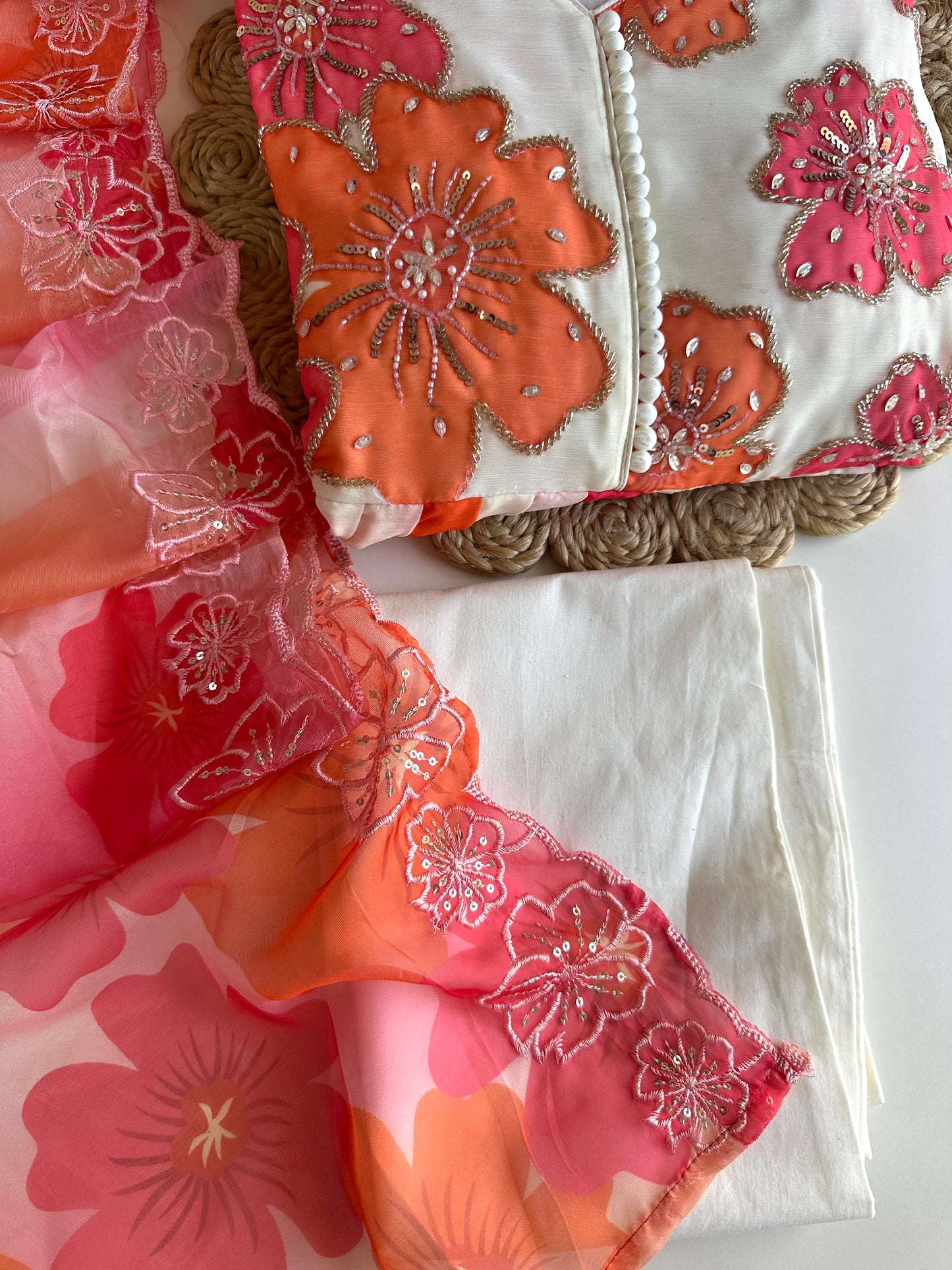 K204 - Georgette Floral Anarkali with pants and dupatta