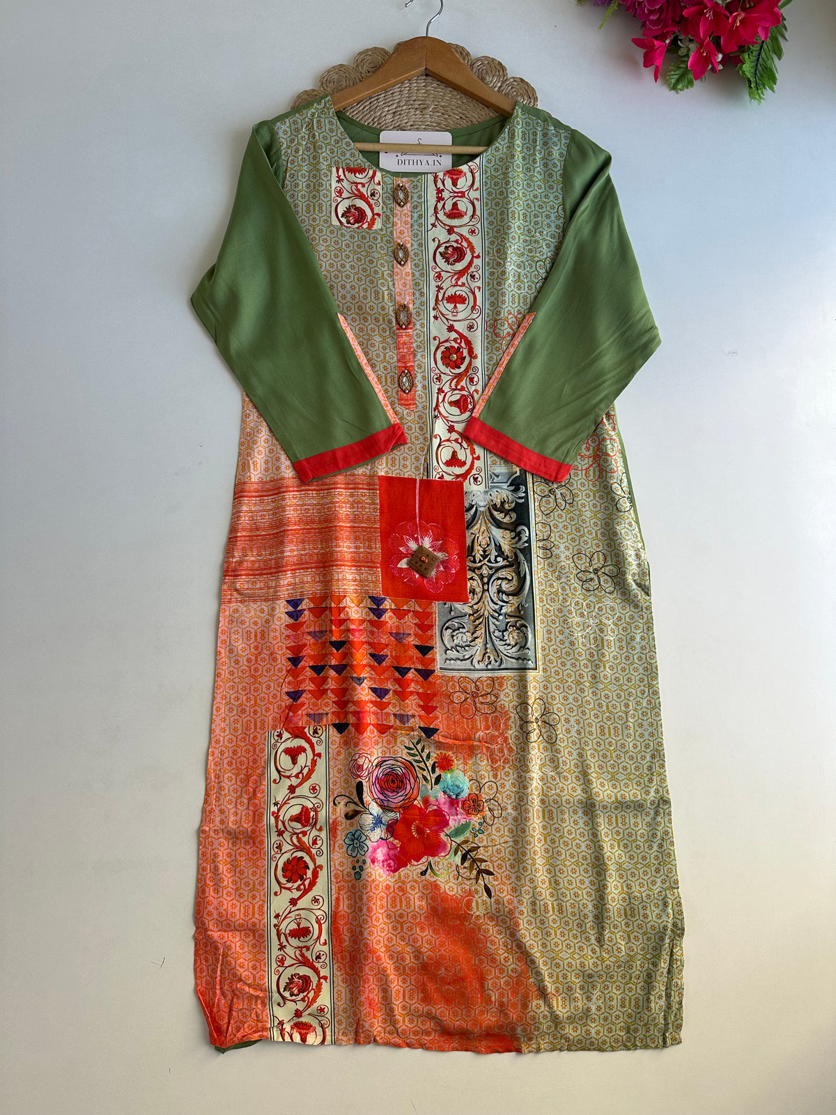 D628-Muslin straight Kurti