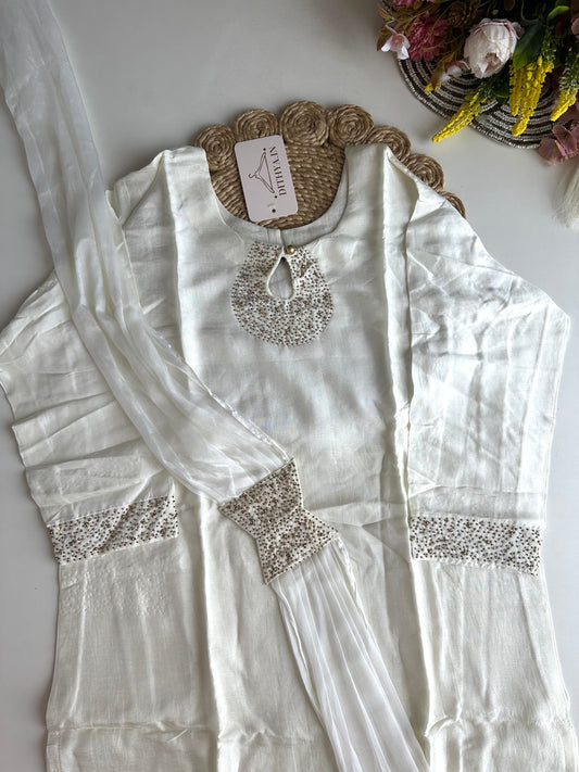 D437 - Dola silk straight kurti with pants and dupatta