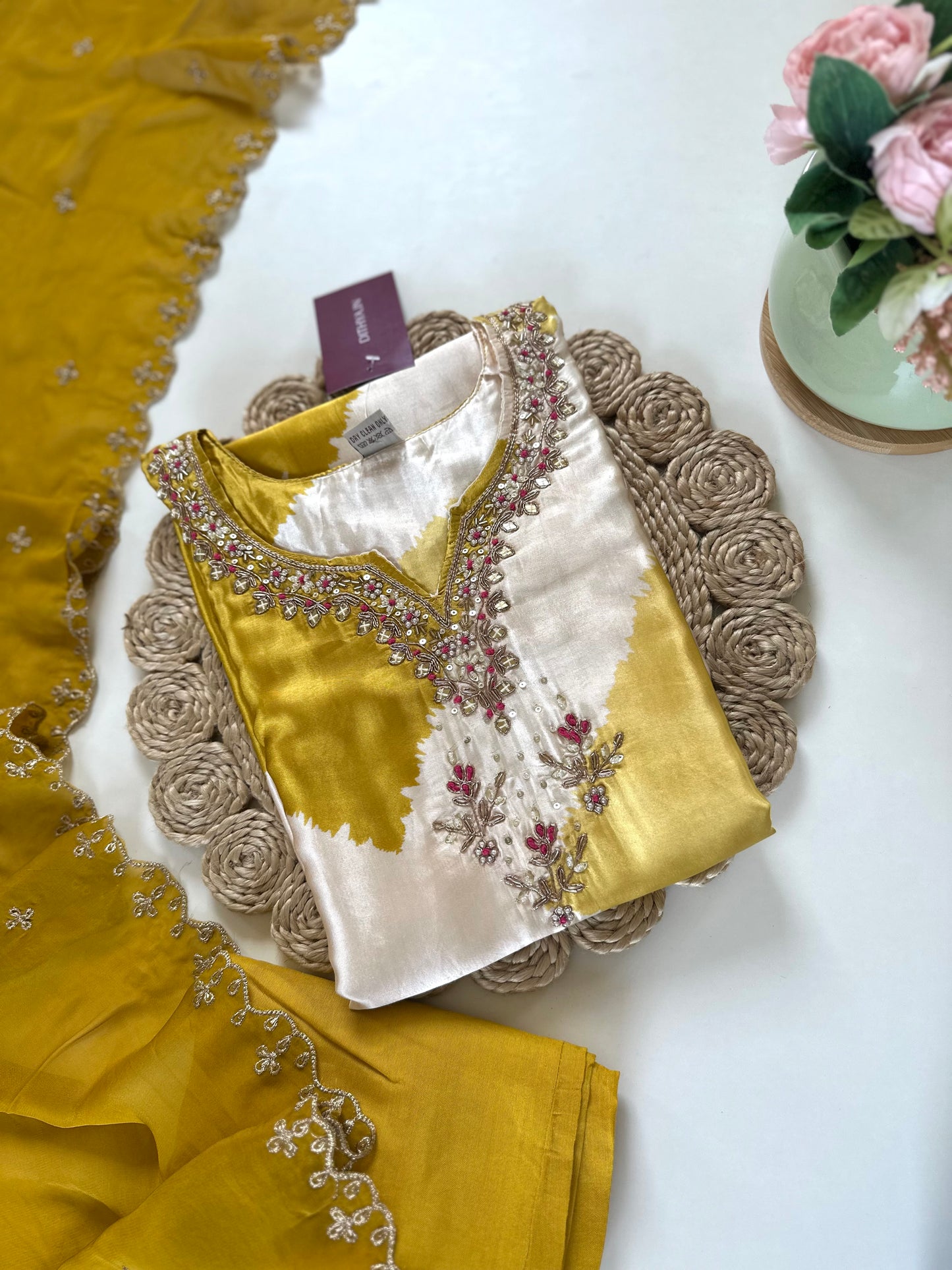 K145 - Gaji silk kurti with pants and dupatta