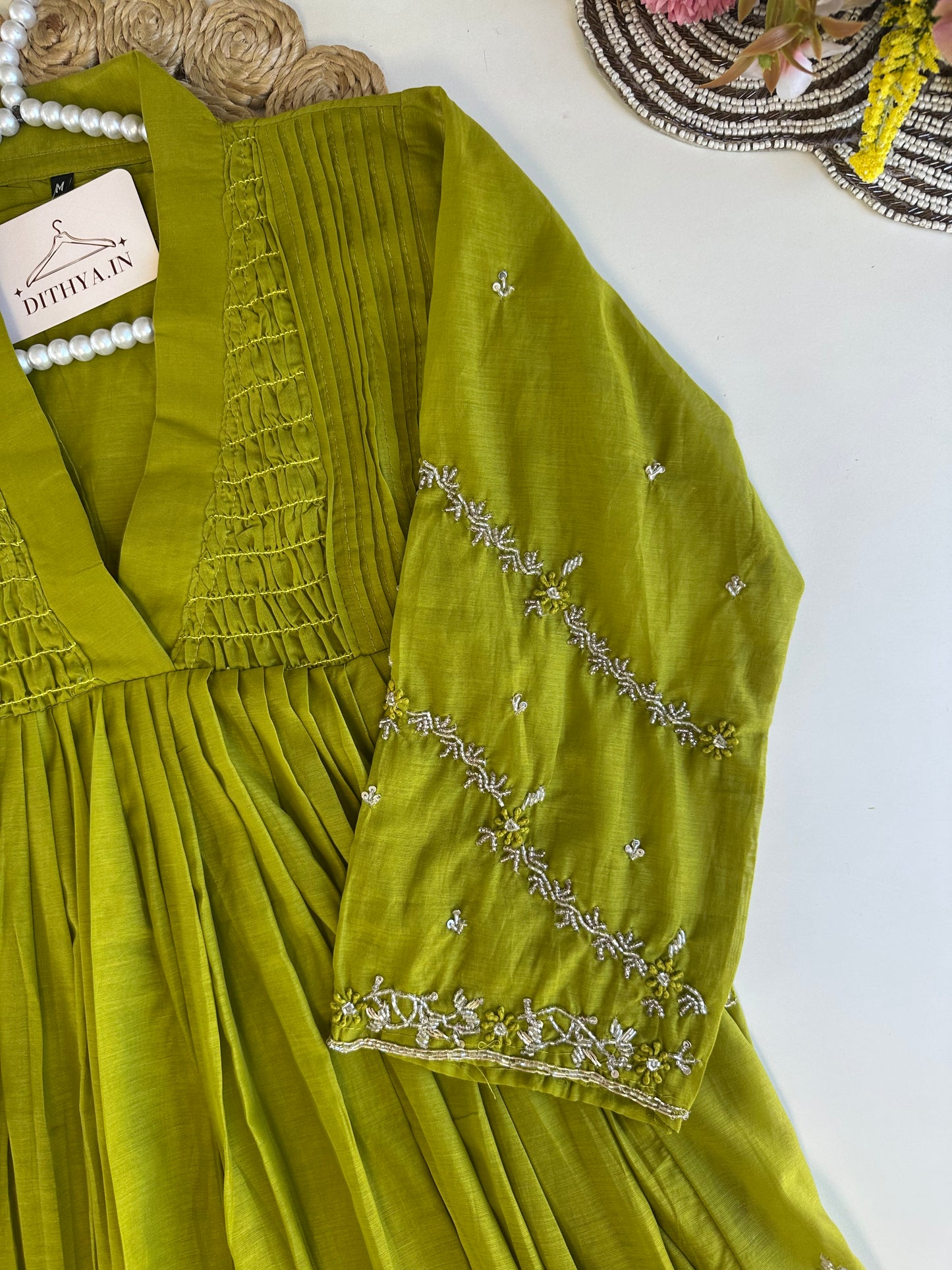 K305 - Mul Chanderi Anarkali with pants and dupatta in 2 colours