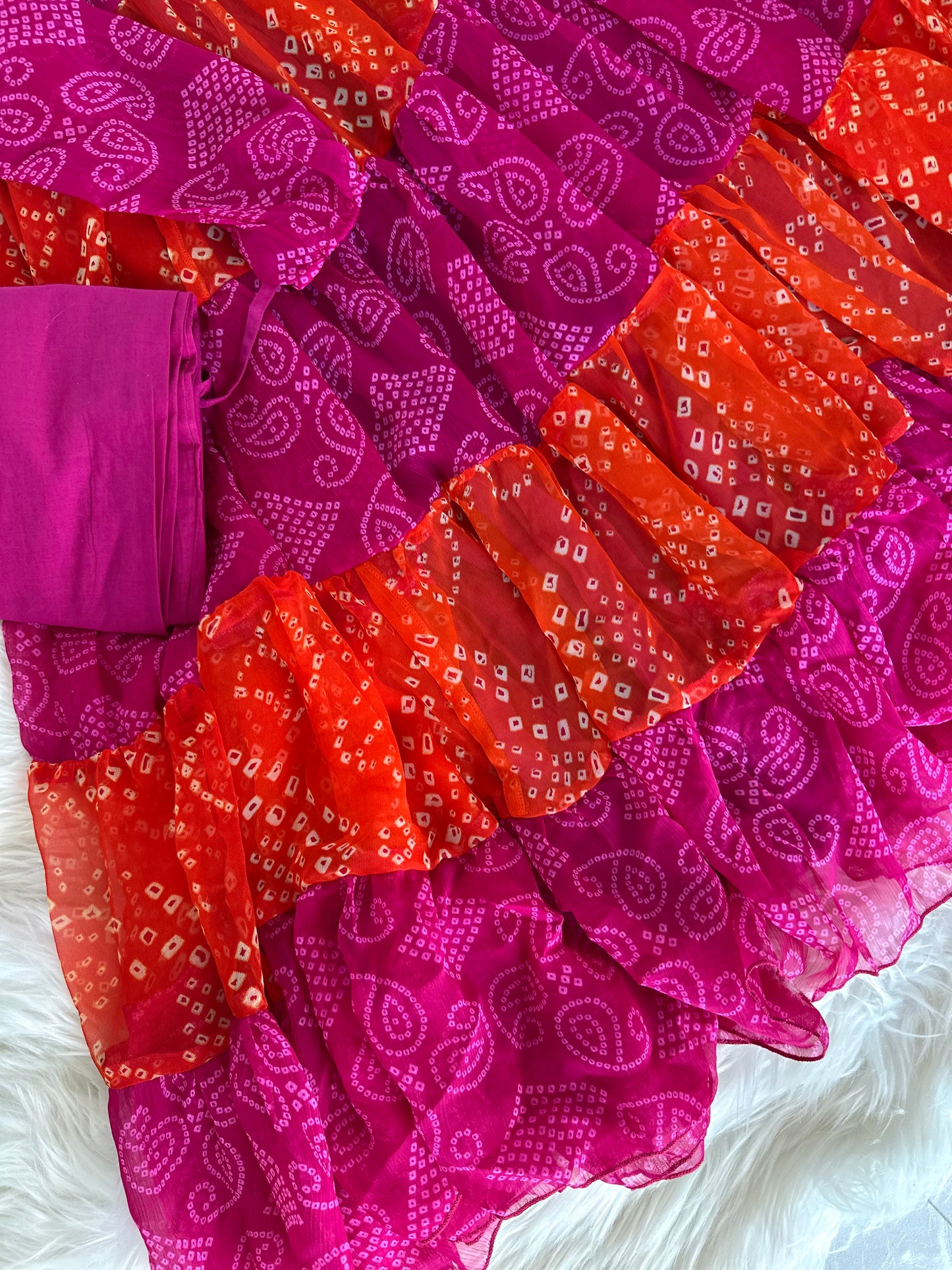 K434 - Chinnon Leheriya Anarkali with pants and dupatta
