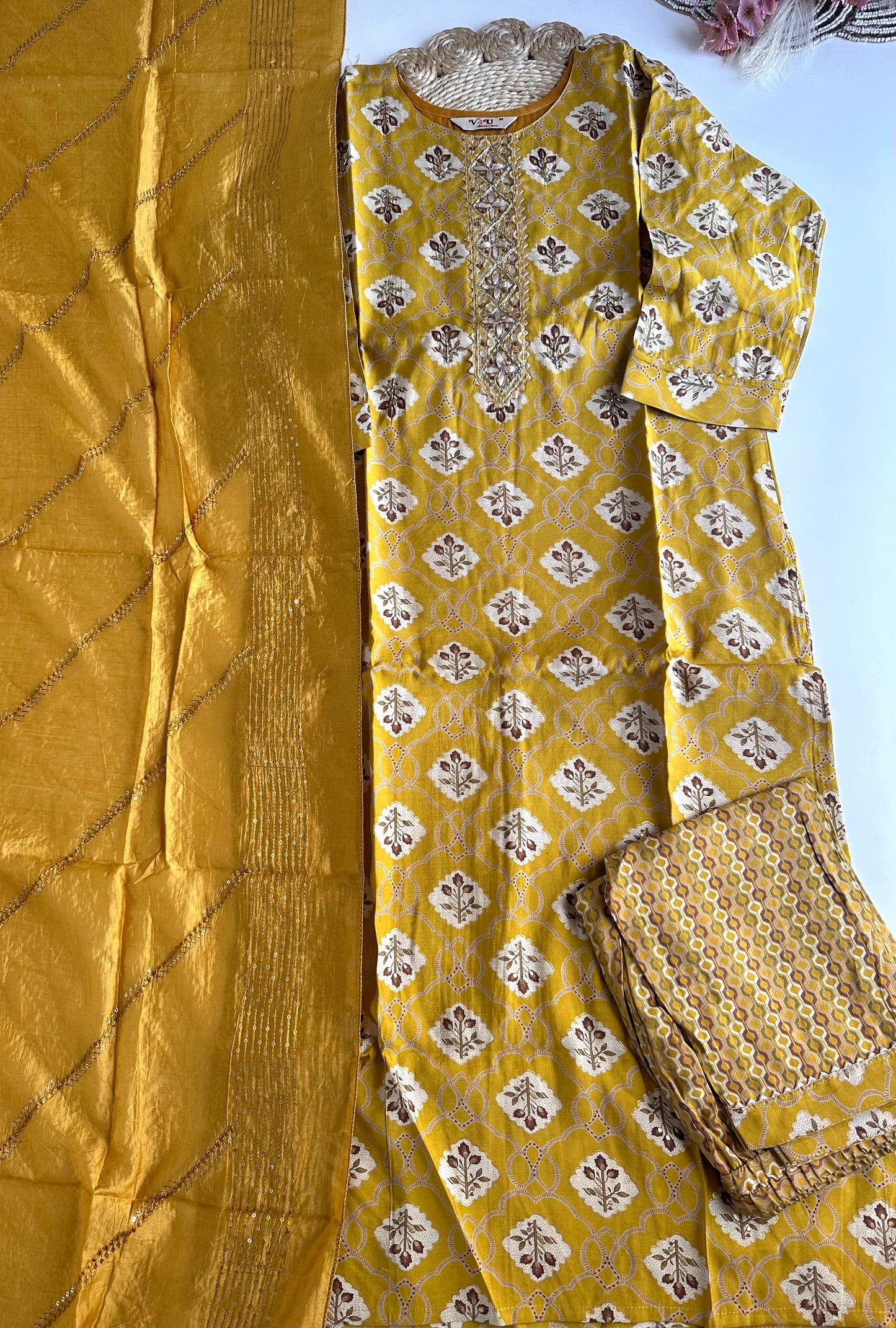 D343 - Roman silk straight kurti with pants and dupatta